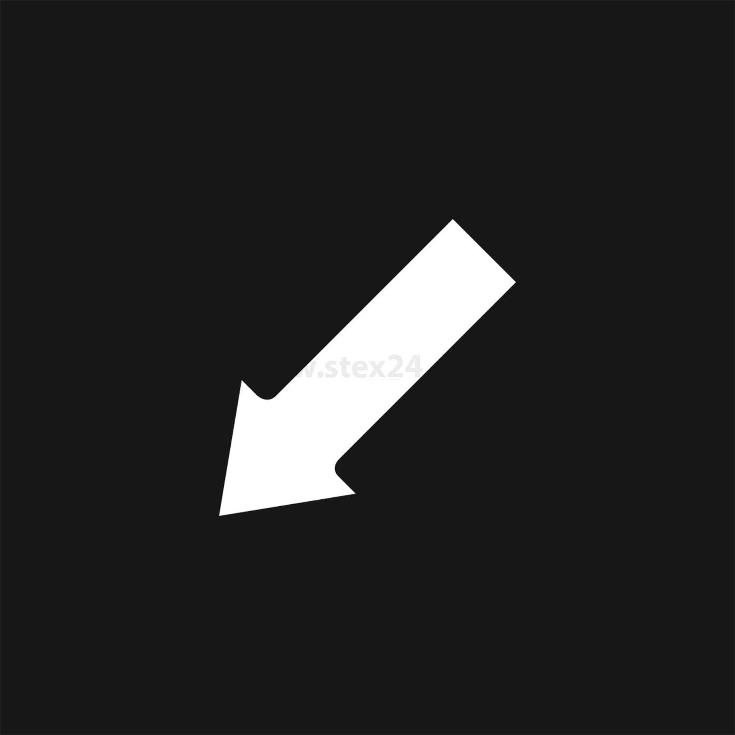 Weißer Pfeil, der rechts unten auf schwarzem Hintergrund zeigt.