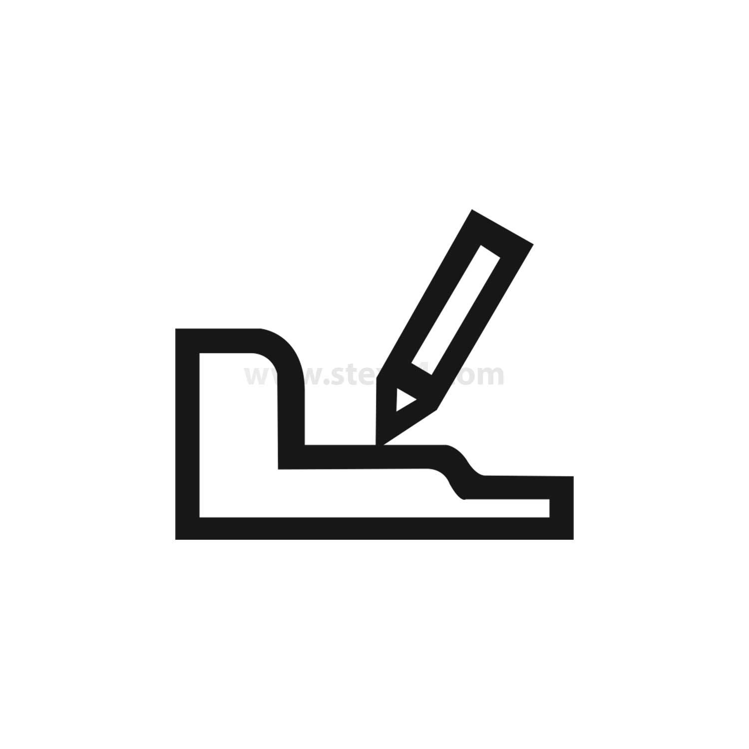 Ein Symbol, das einen Bleistift zeigt, der auf ein aufgeschlagenes Buch zeigt und das Schreiben oder Bearbeiten symbolisiert.