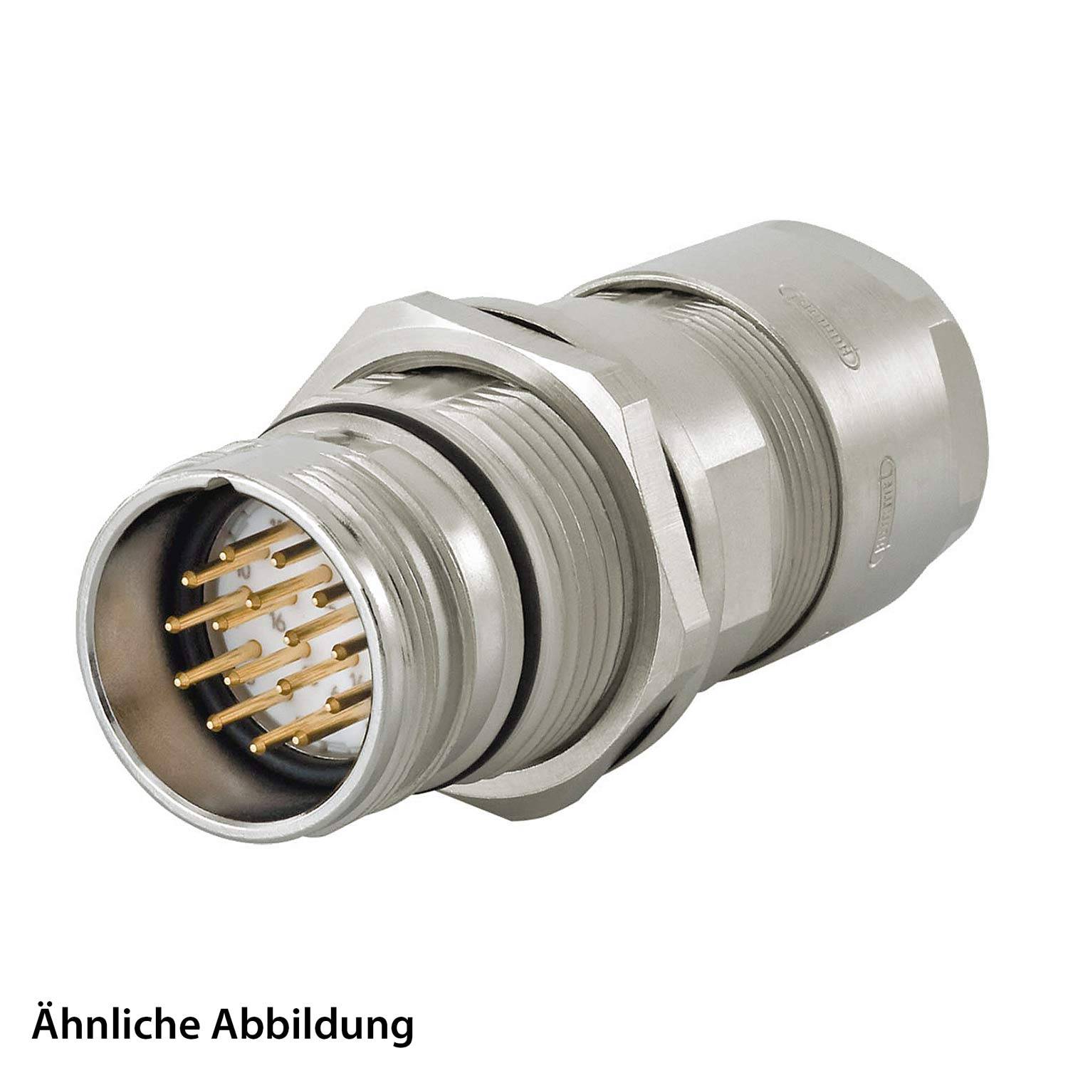 Ein Metallelektroanschluss mit mehreren Goldstiften, geeignet für industrielle oder elektronische Anwendungen.