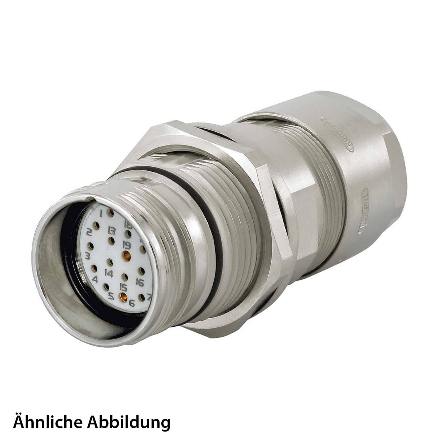 799912344K HUMMEL SET inkl. Kontakte M23 Signal Wanddurchführung Kupplung, Löteinsatz gerade Polzahl 7-pol., Buchse mit