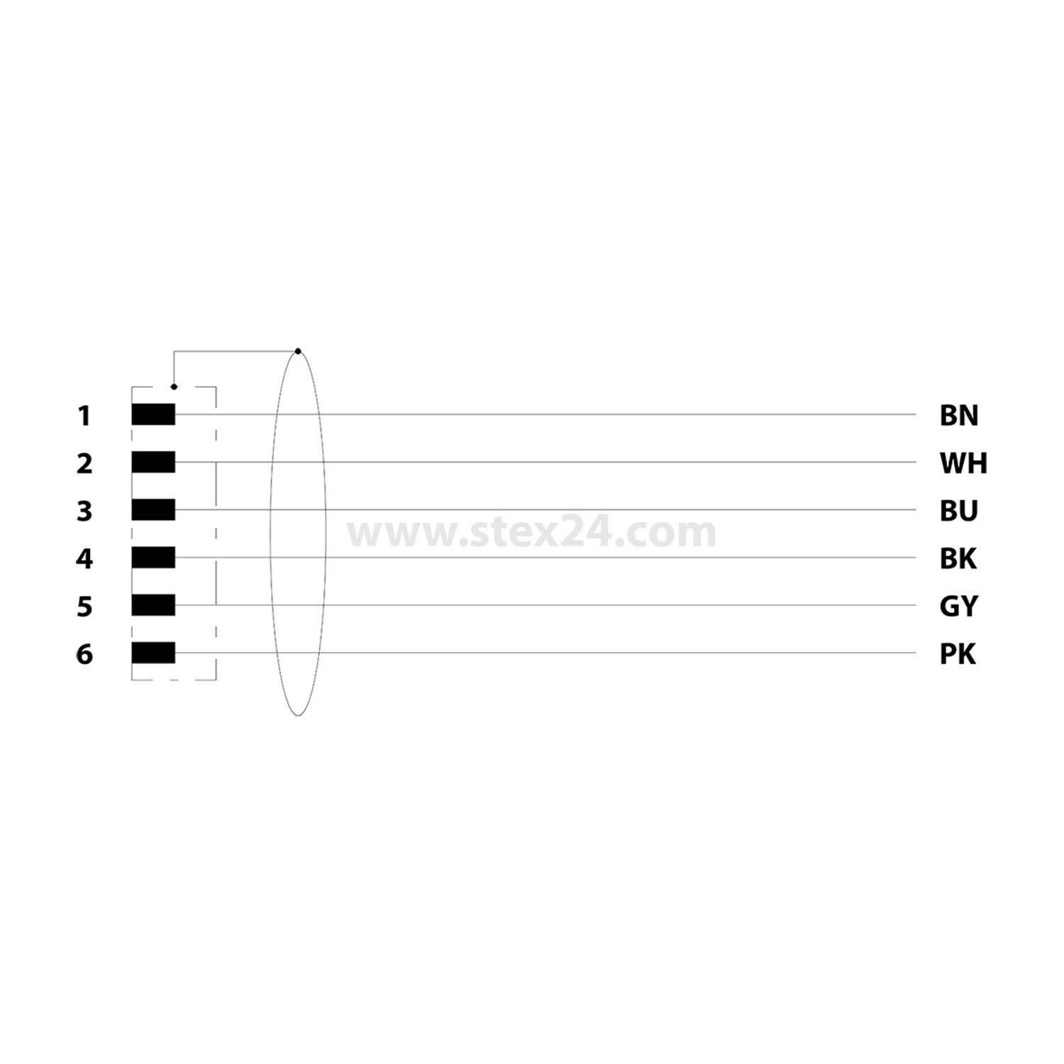 M8 Sensorleitung PUR 6-polig Stift gerade geschirmt/schlepp. A-Kodierung, Länge 2,0 Meter schwarzgrau RAL 7021, Kabel