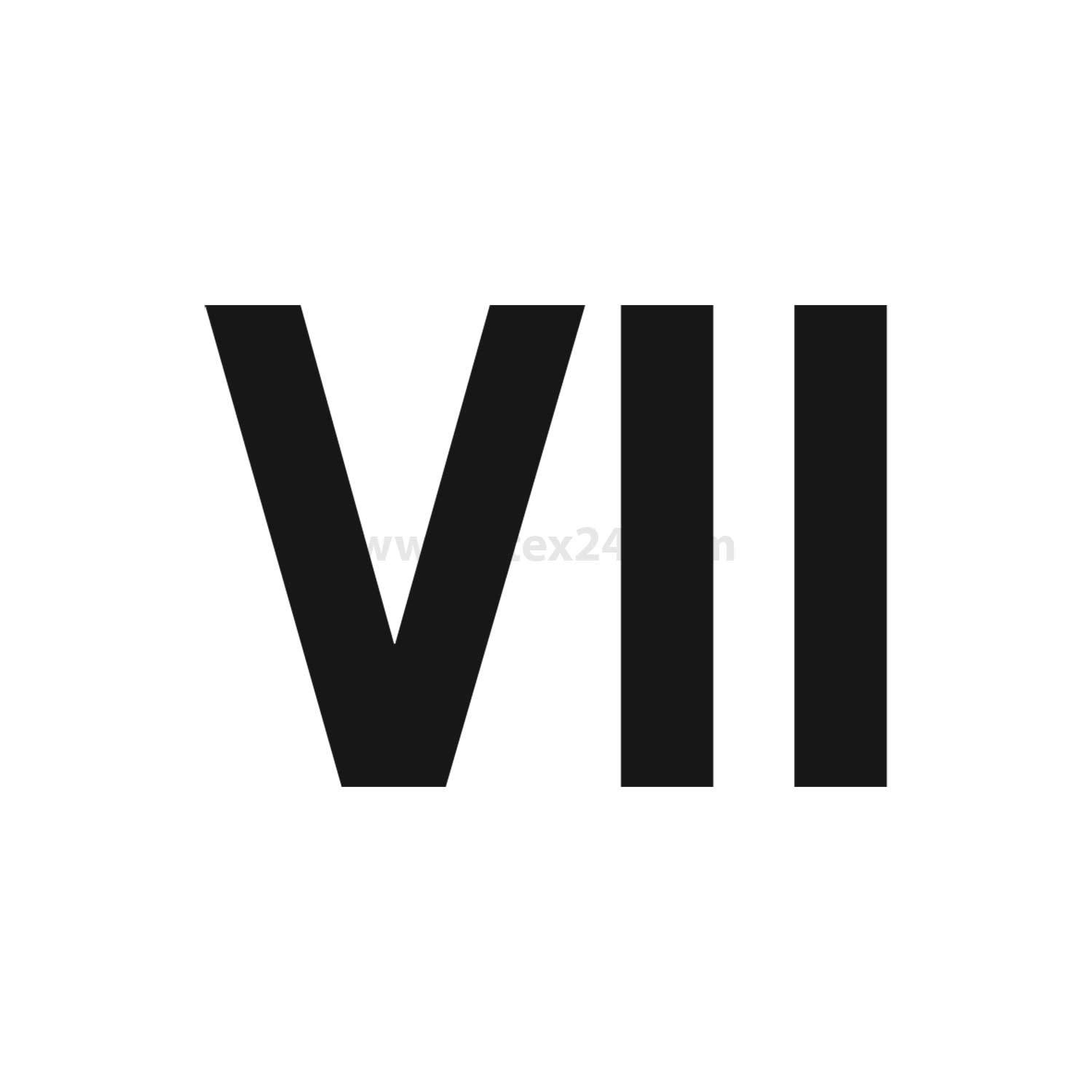 Das Bild zeigt die römische Ziffer 'VII', die die Zahl sieben darstellt.