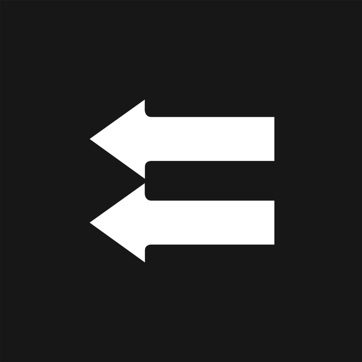 Bidirektionale Pfeilsymbol auf schwarzem Hintergrund, die zwei entgegengesetzte Richtungen anzeigen.