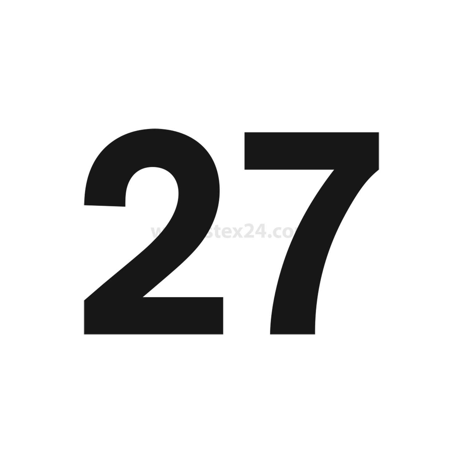 Die Zahl '27' in fetter schwarzer Schrift auf weißem Hintergrund.