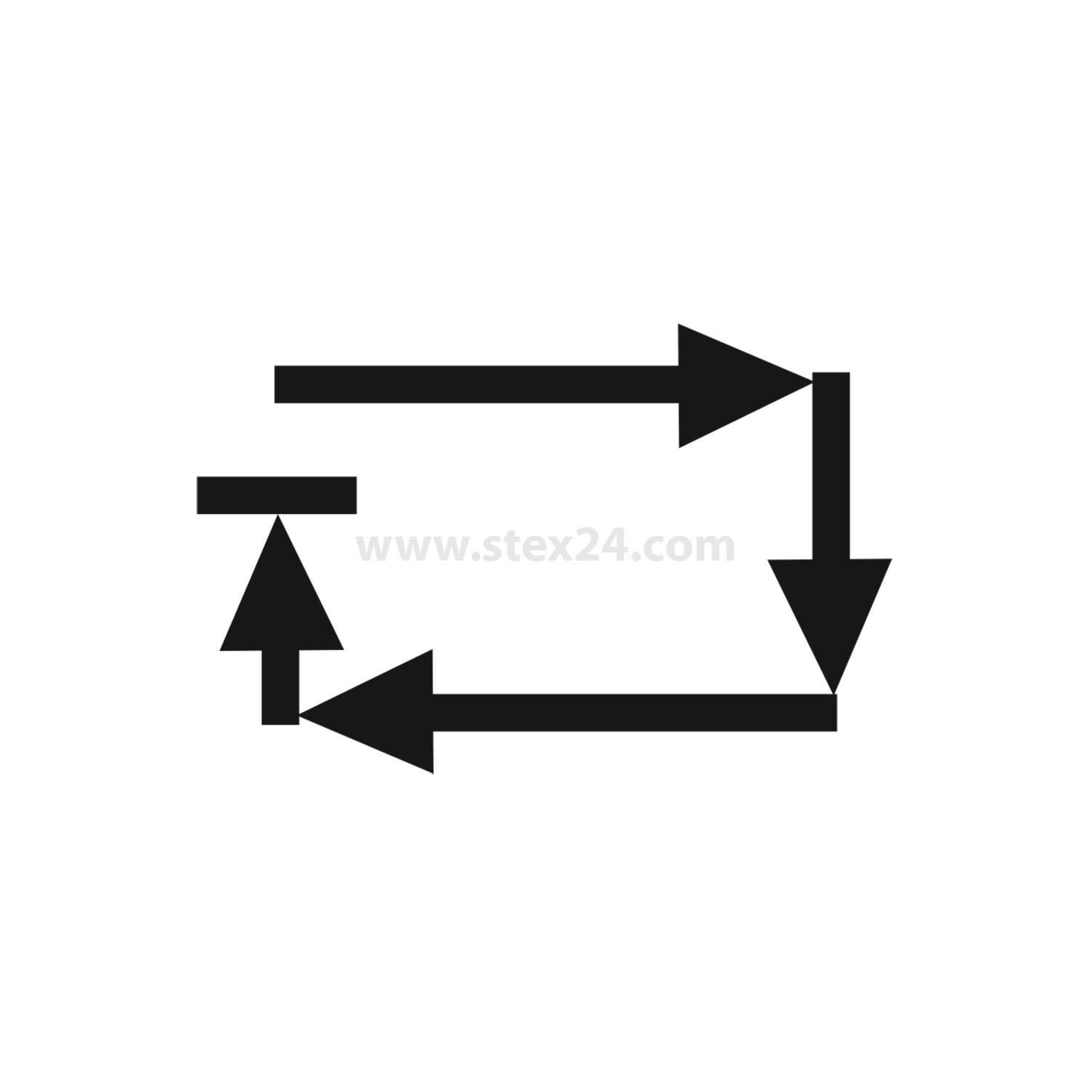 Pfeile bilden eine Schleife, wobei jeder Pfeil auf die Basis des nächsten zeigt und einen zyklischen oder iterativen Prozess darstellt.