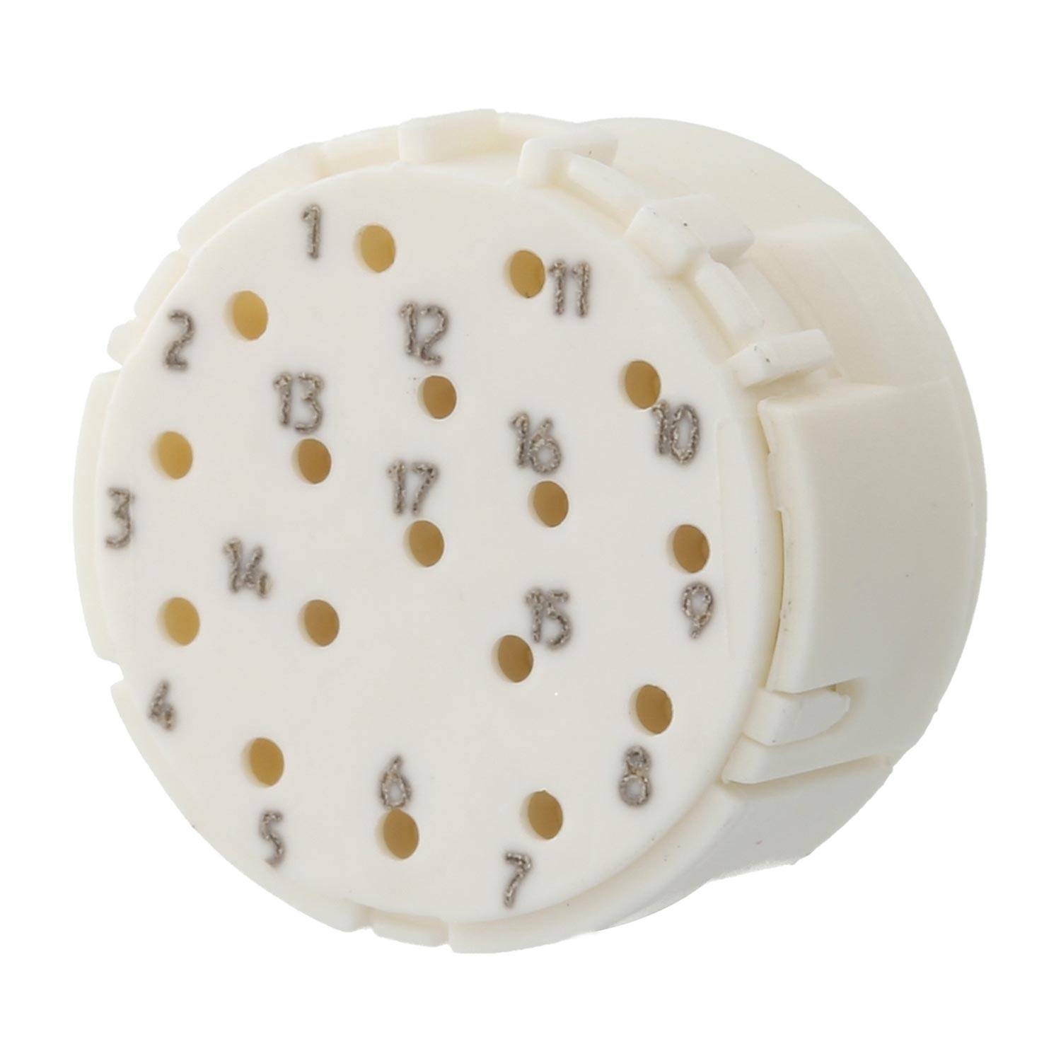 Ein rundes, weißes Kunststoff-Drehwählrad mit grauen Zahlen von 1 bis 20, das zum Einstellen eines Timers oder zur Auswahl von Optionen verwendet wird.