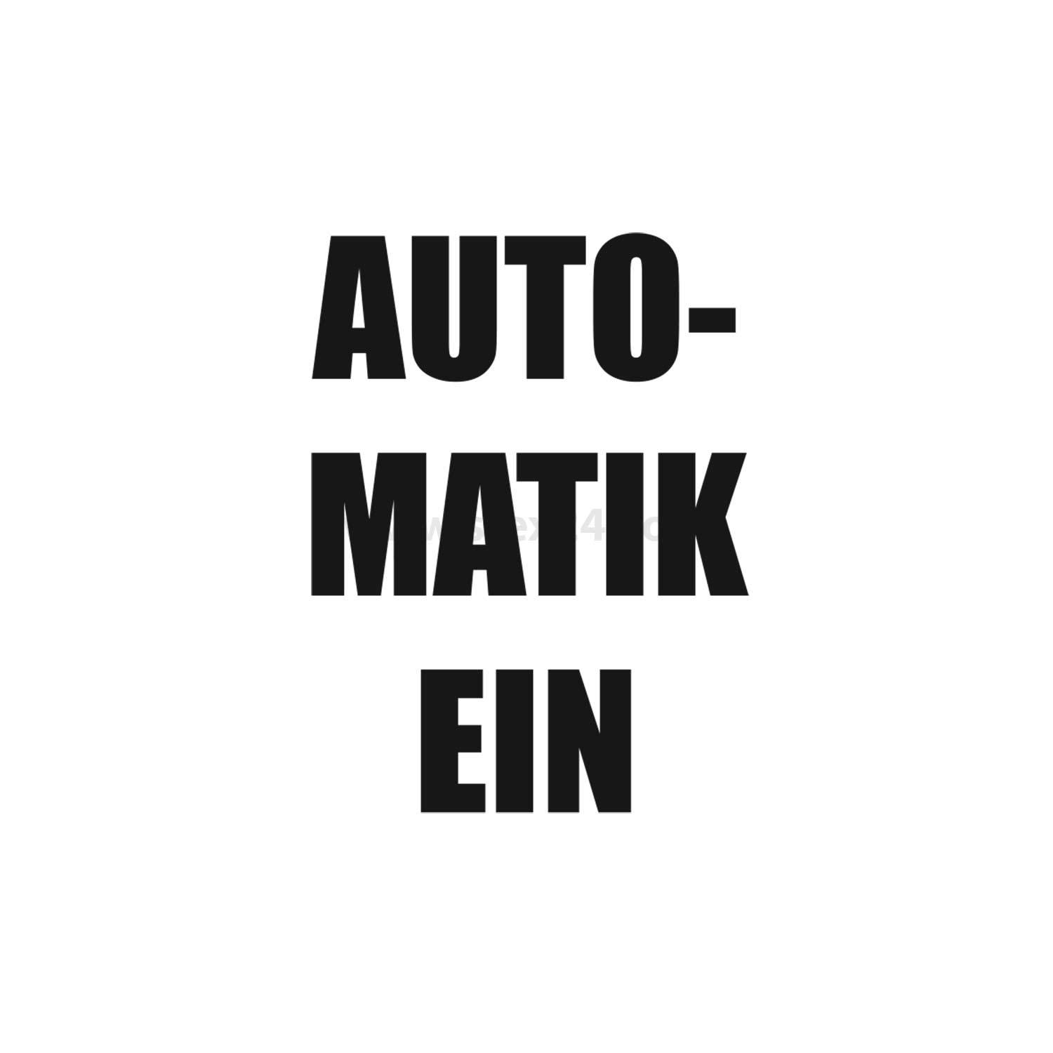 Auto-matik ein' in fetten Buchstaben auf einem weißen Hintergrund.