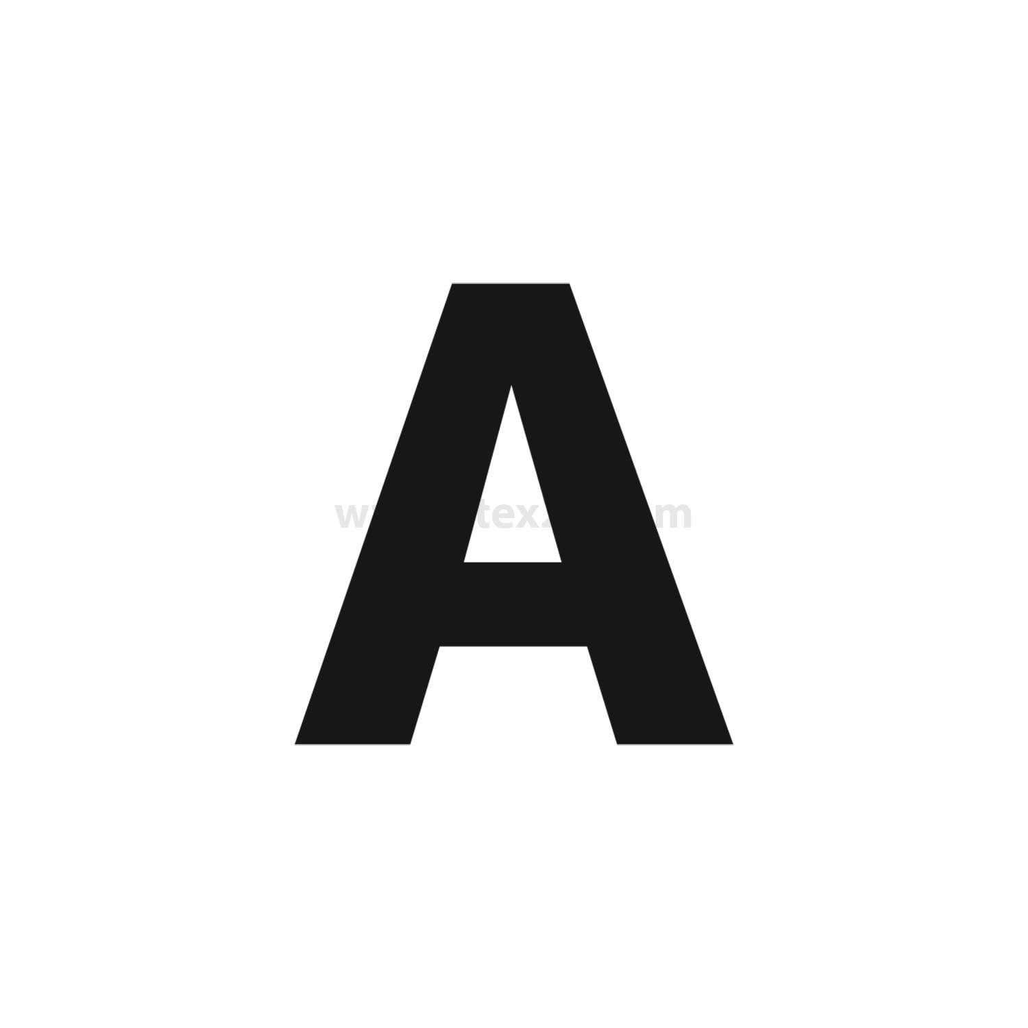 Das Bild zeigt einen großen, fetten schwarzen Buchstaben 'A', der auf einem schlichten weißen Hintergrund zentriert ist.