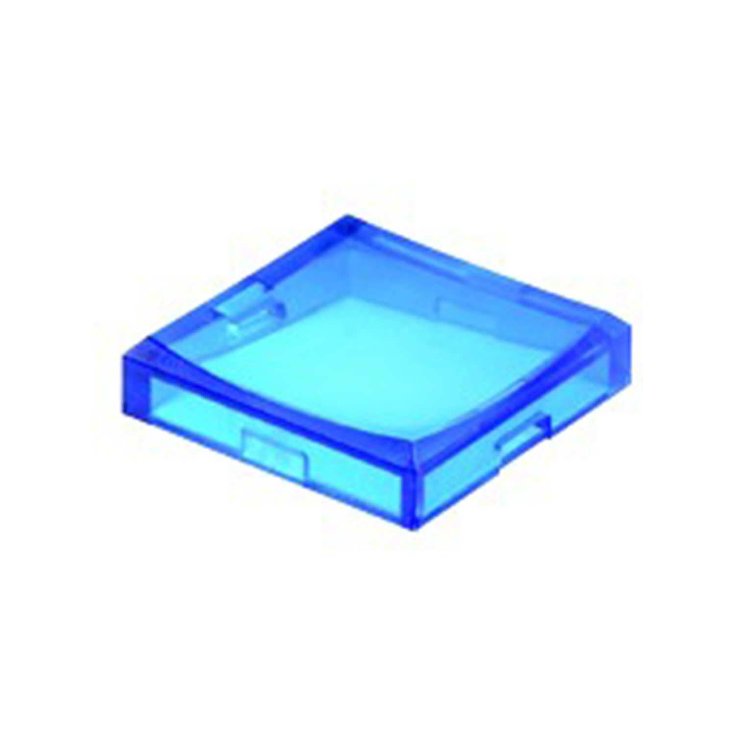 Eine klare blaue CD-Jewel-Box, flach liegend, designed für einen einzelnen Silberling.