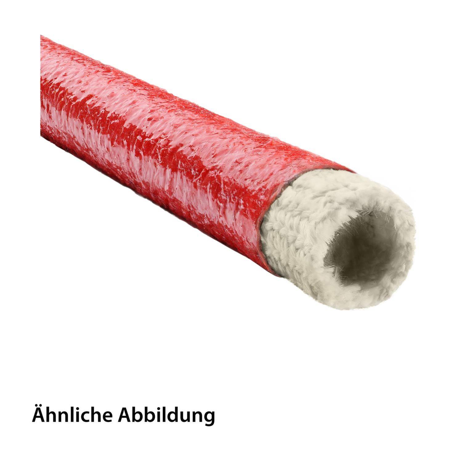 Querschnitt einer roten isolierten Rohrleitung mit innerer weißer Isolierungsschicht.