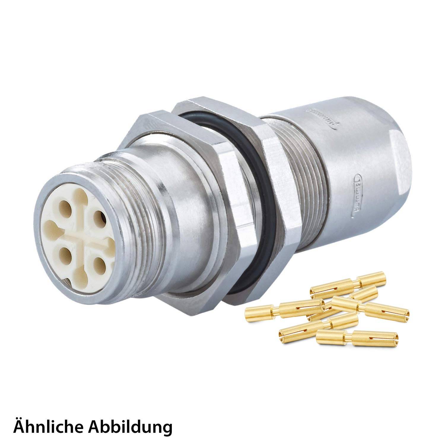 799910658K HUMMEL SET inkl. Kontakte M16 Wanddurchführung Kupplung, Crimpein. gerade Polzahl 18-pol., Buchse mit