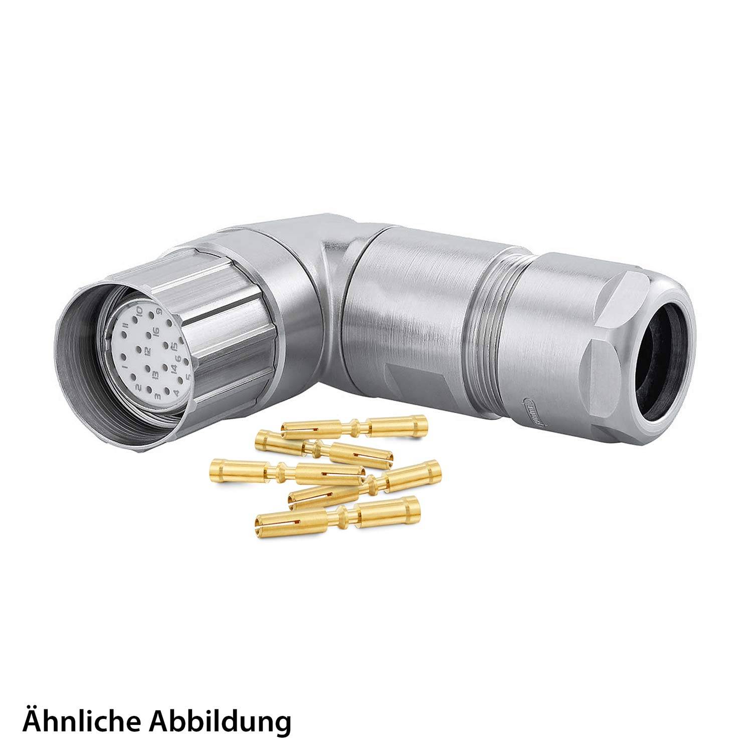 799912805K HUMMEL SET inkl. Kontakte M23 Signal Kabelsteckverbinder EMV Crimpeinsatz gewinkelt Polzahl 17-pol., Buchse