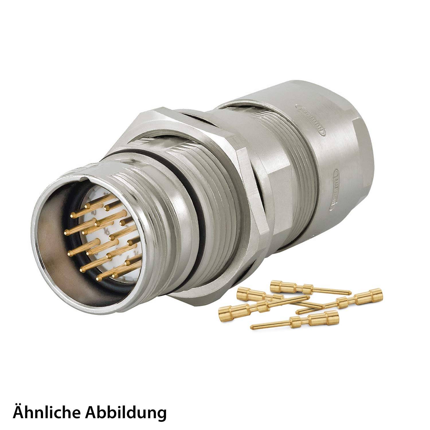 799912384K HUMMEL SET inkl. Kontakte M23 Signal Wanddurchführung Kupplung, Crimpein. gerade Polzahl 12-pol., Stift mit