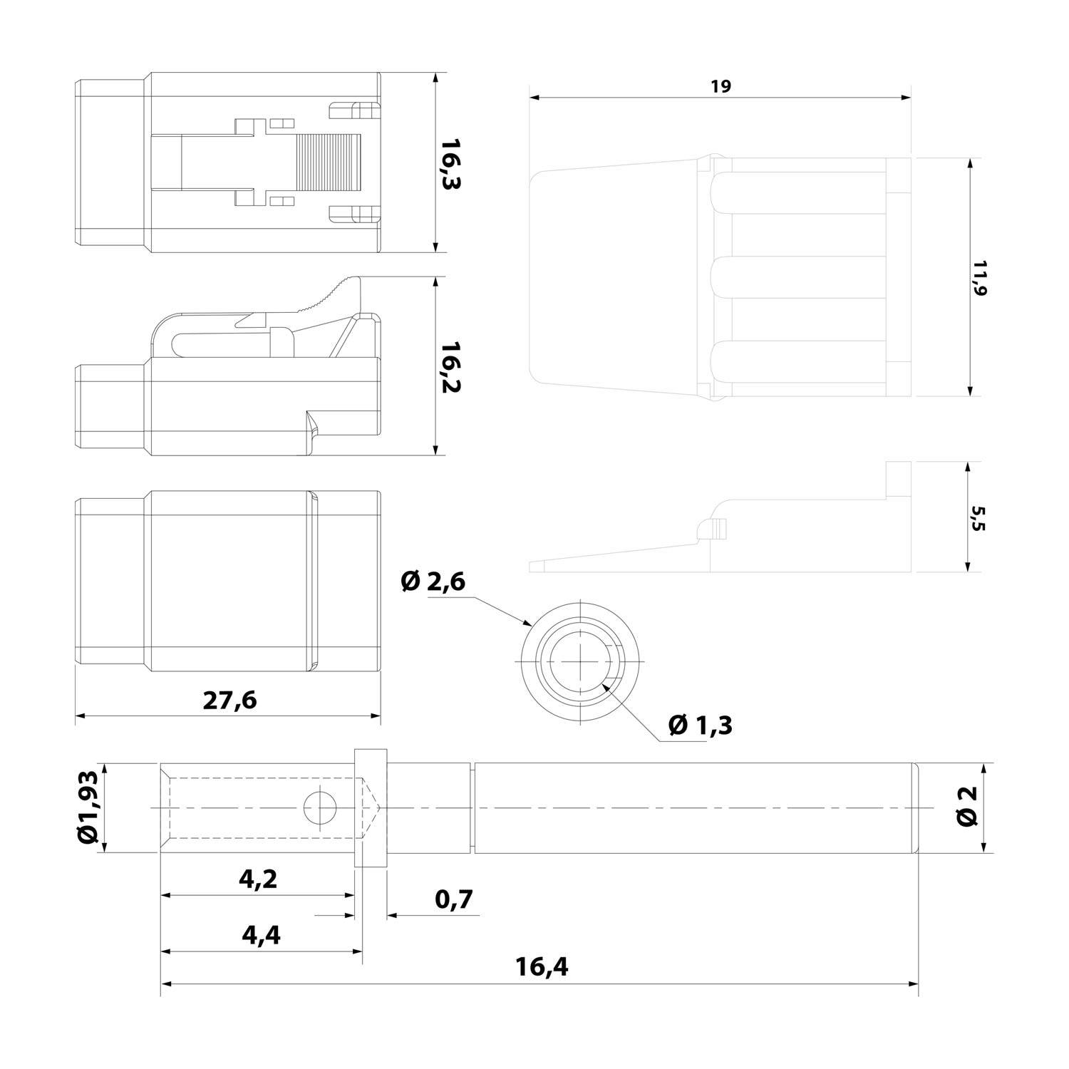 ATM06-3S-KIT01 Amphenol AS-3SF 109 SET-Kabeldose ATM-Serie Buchse, 3-polig, Crimpanschluss Isolationsdurchmesser 1,35mm