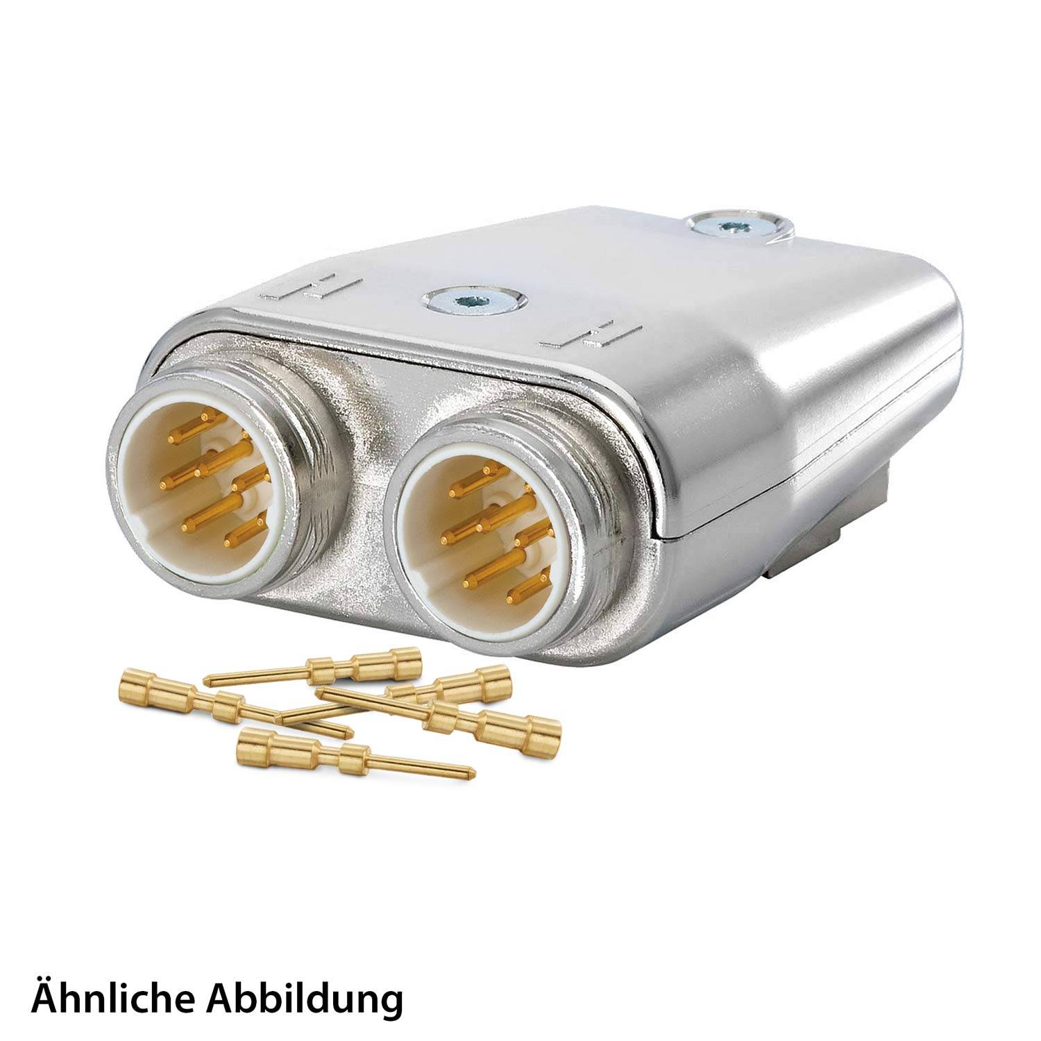 799911031K HUMMEL SET inkl. Kontakte M16/M16 TWINTUS Flanschgehäuse, Crimpeinsatz flach Polzahl 3+4/18+PE, Stift