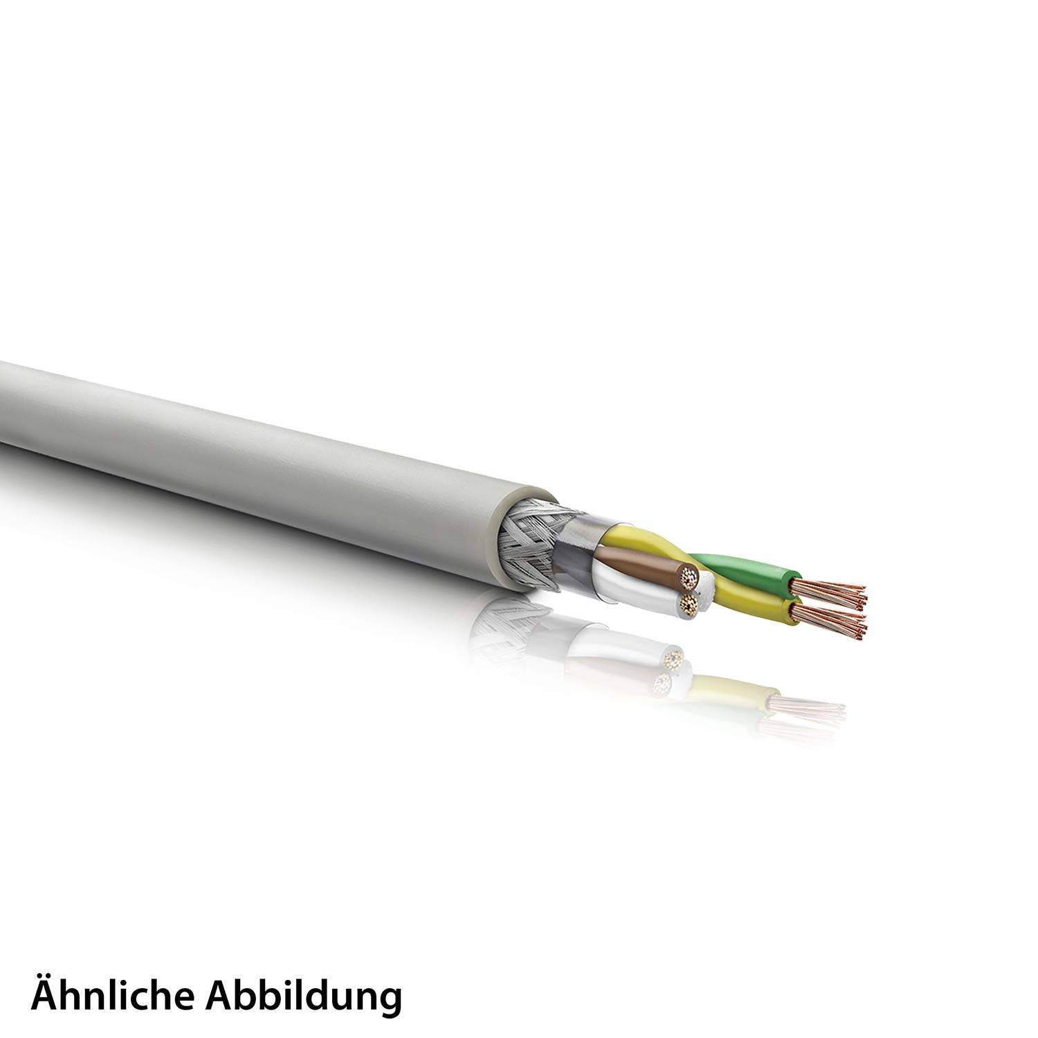 Ein Querschnitt eines Mehrfach-Elektrokabels mit freigelegten Kupferdrähten und verschiedenen Isolationsschichten, der seine Struktur hervorhebt.