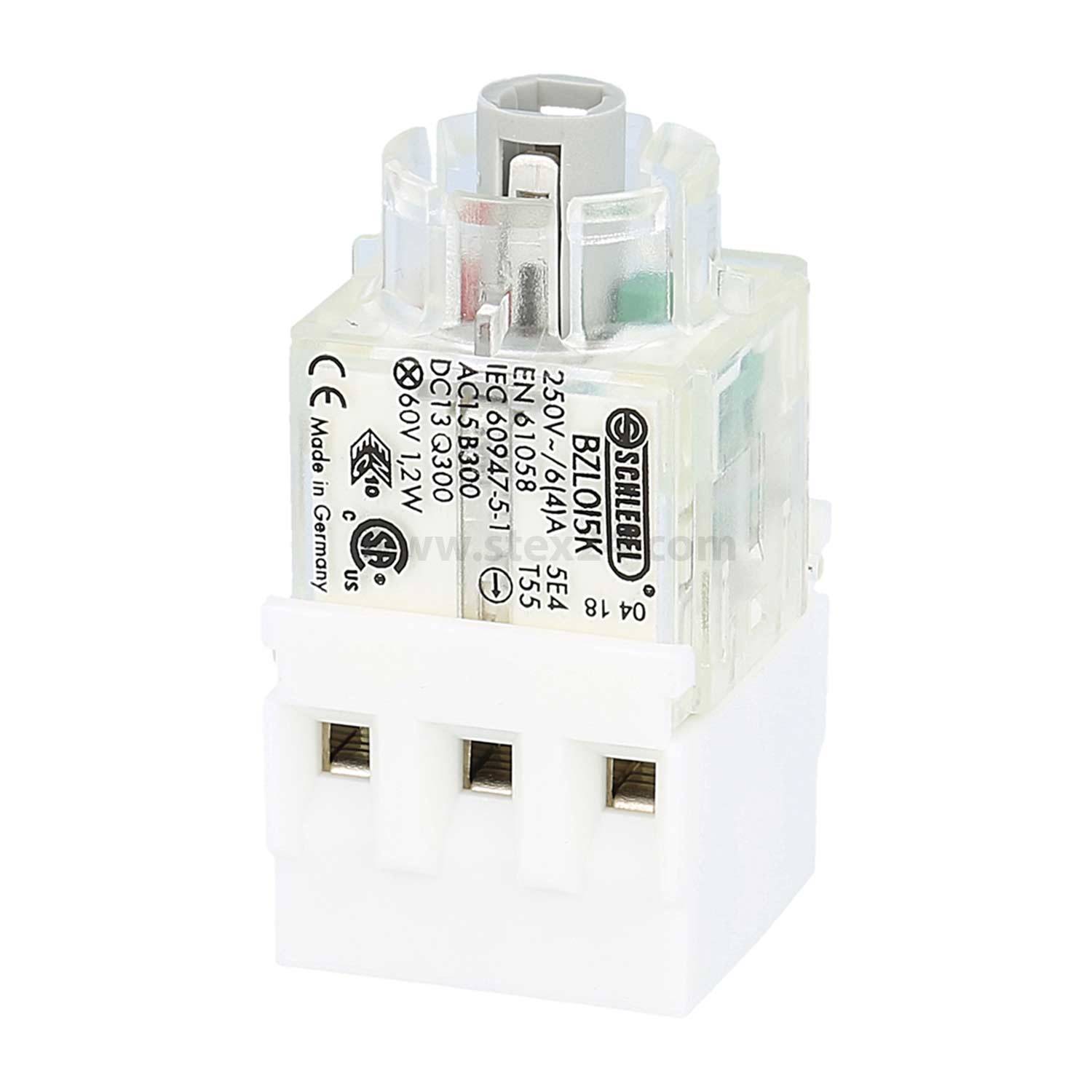 Sicherungshalter 'Schurter BZ015K' mit transparentem Deckel und weißem Sockel. Ausgelegt für 250V AC und 10A. Hergestellt in Deutschland.