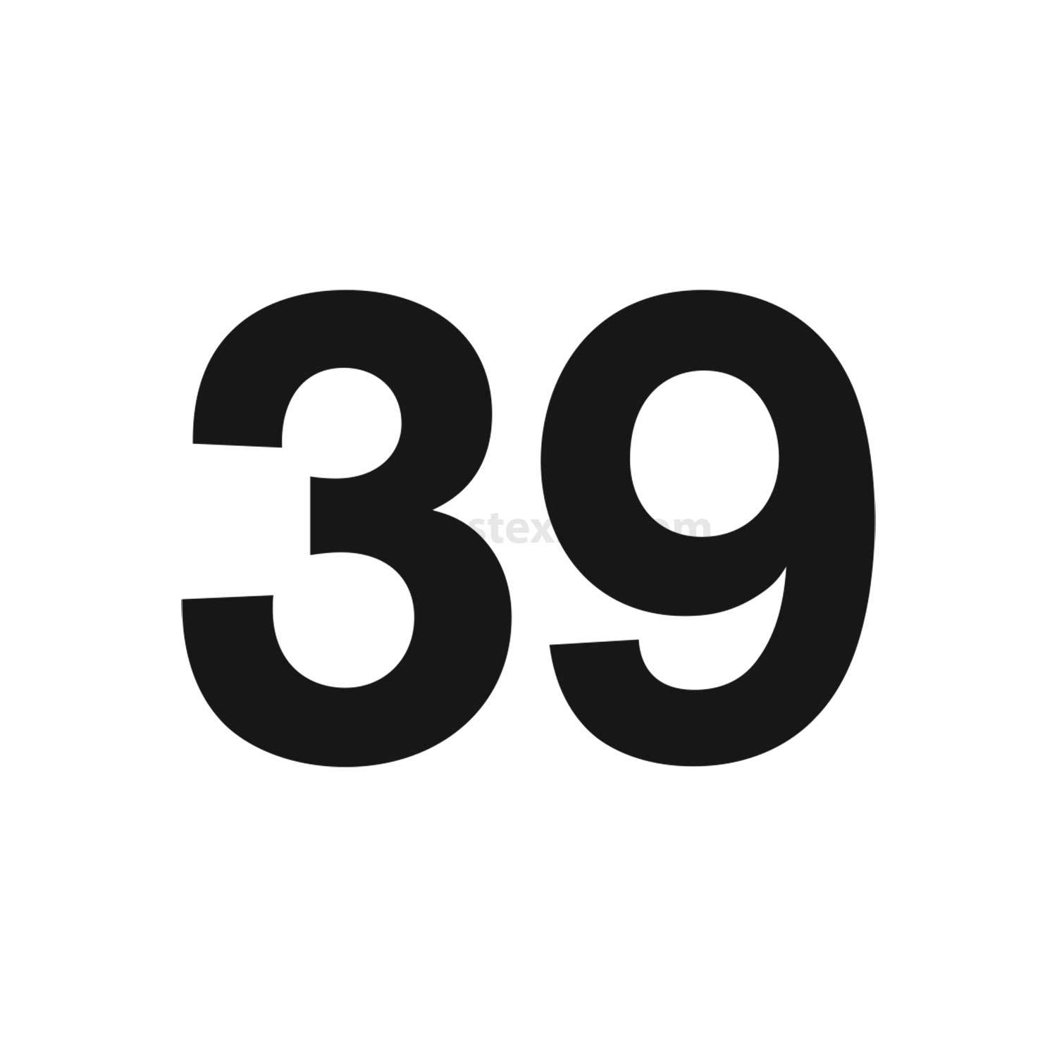 Das Bild zeigt die Zahl '39' in fetter schwarzer Schrift auf weißem Hintergrund.