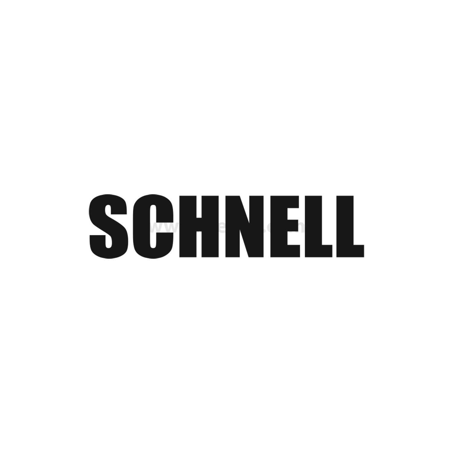 SCHNELL' in fetter schwarzer Schrift zentriert auf weißem Hintergrund.