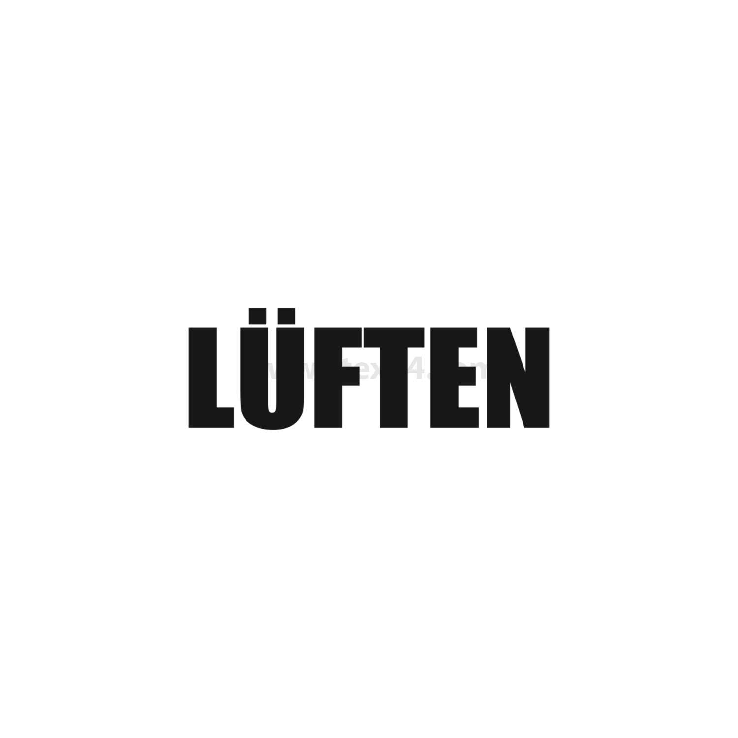 Das Wort 'Lüften' in fett schwarzer Schrift auf weißem Hintergrund.