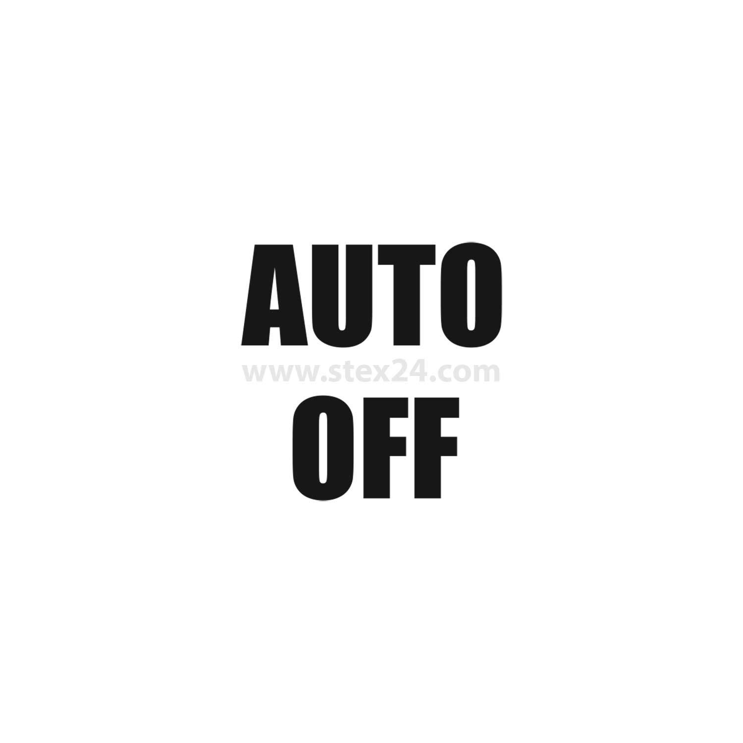 Fettdruck von 'Auto Aus' auf weißem Hintergrund.