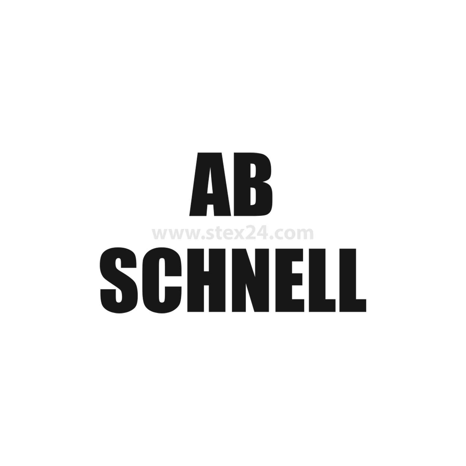 AB SCHNELL' in fetter schwarzer Schrift, zentriert auf einem weißen Hintergrund.