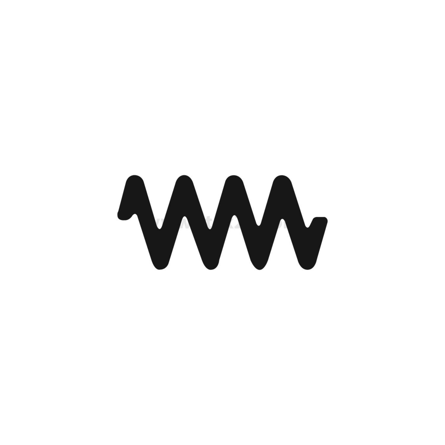 Ein Zickzack-Krakel-Symbol, schwarz auf weißem Hintergrund.