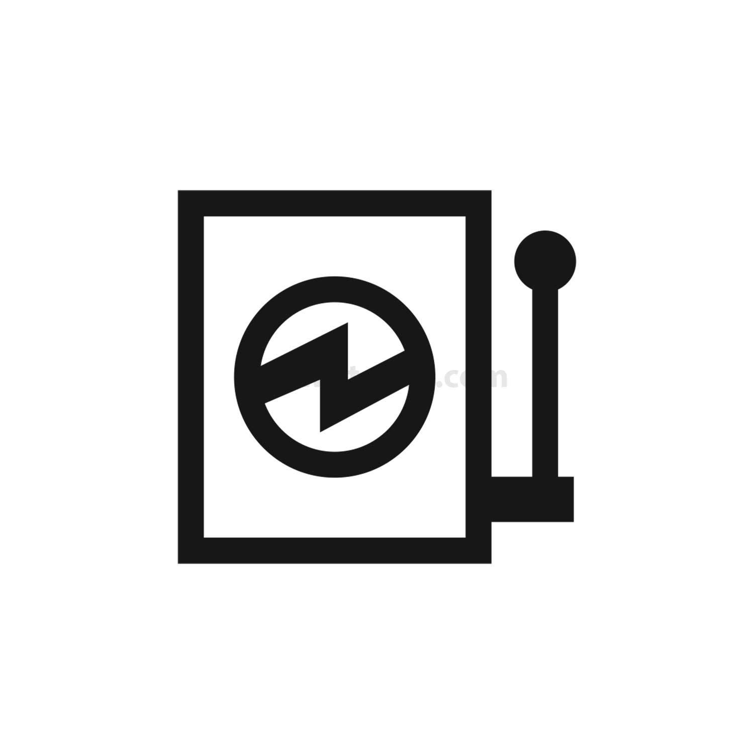 Symbol einer Spielautomaten mit einem Hebel rechts, bestehend aus einem Kreis mit einer Zickzacklinie im Inneren.