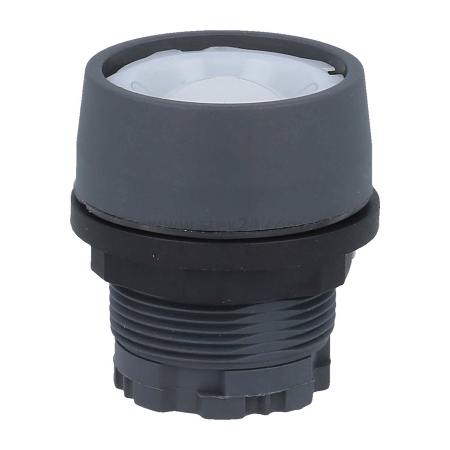 Ein sechseckiger grauer Stöpsel mit Gewindeende und flacher weißer Oberfläche, der zum Abdichten oder Verschließen von Öffnungen verwendet wird, vor einem weißen Hintergrund.