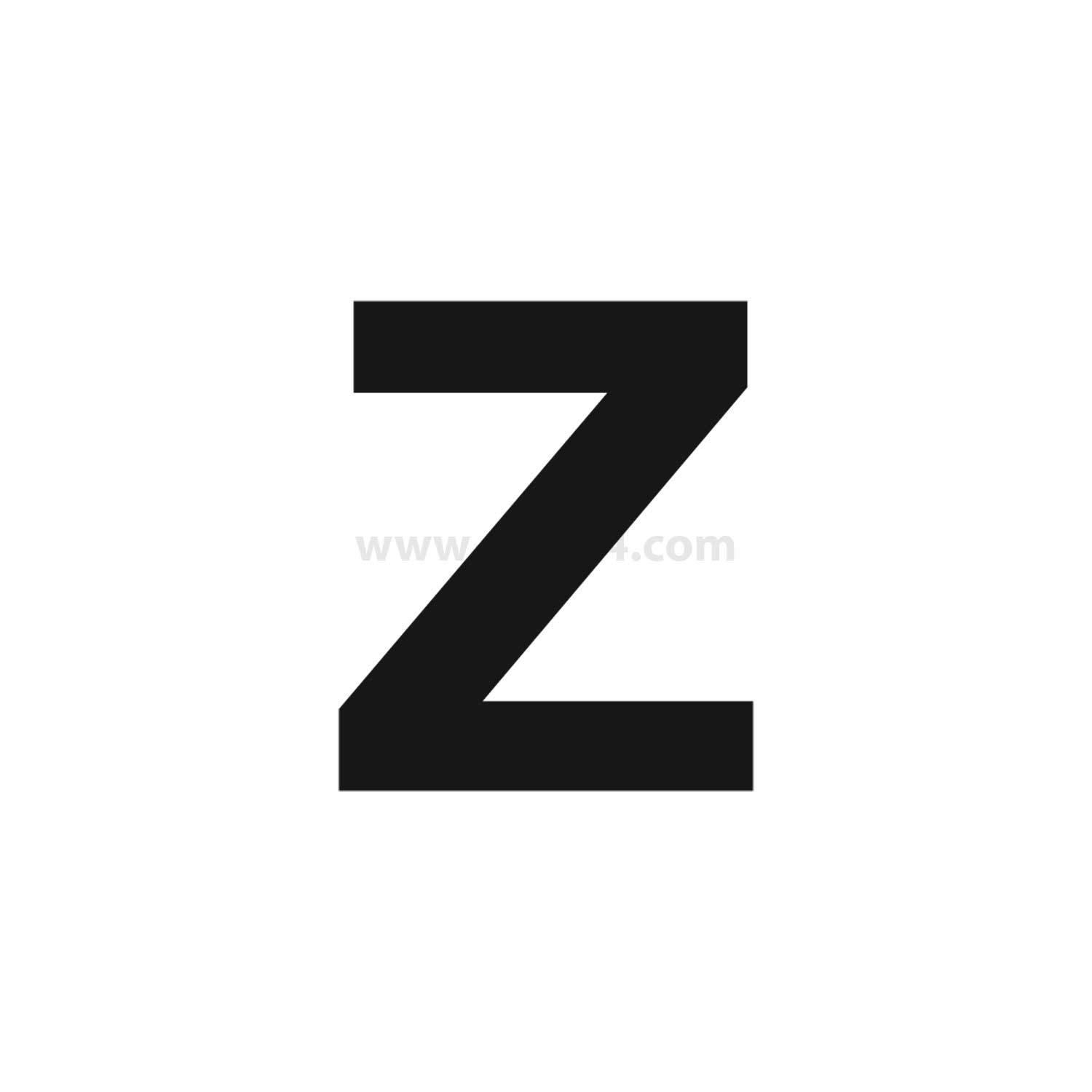 Z' in fetter schwarzer Schrift, zentriert auf weißem Hintergrund.