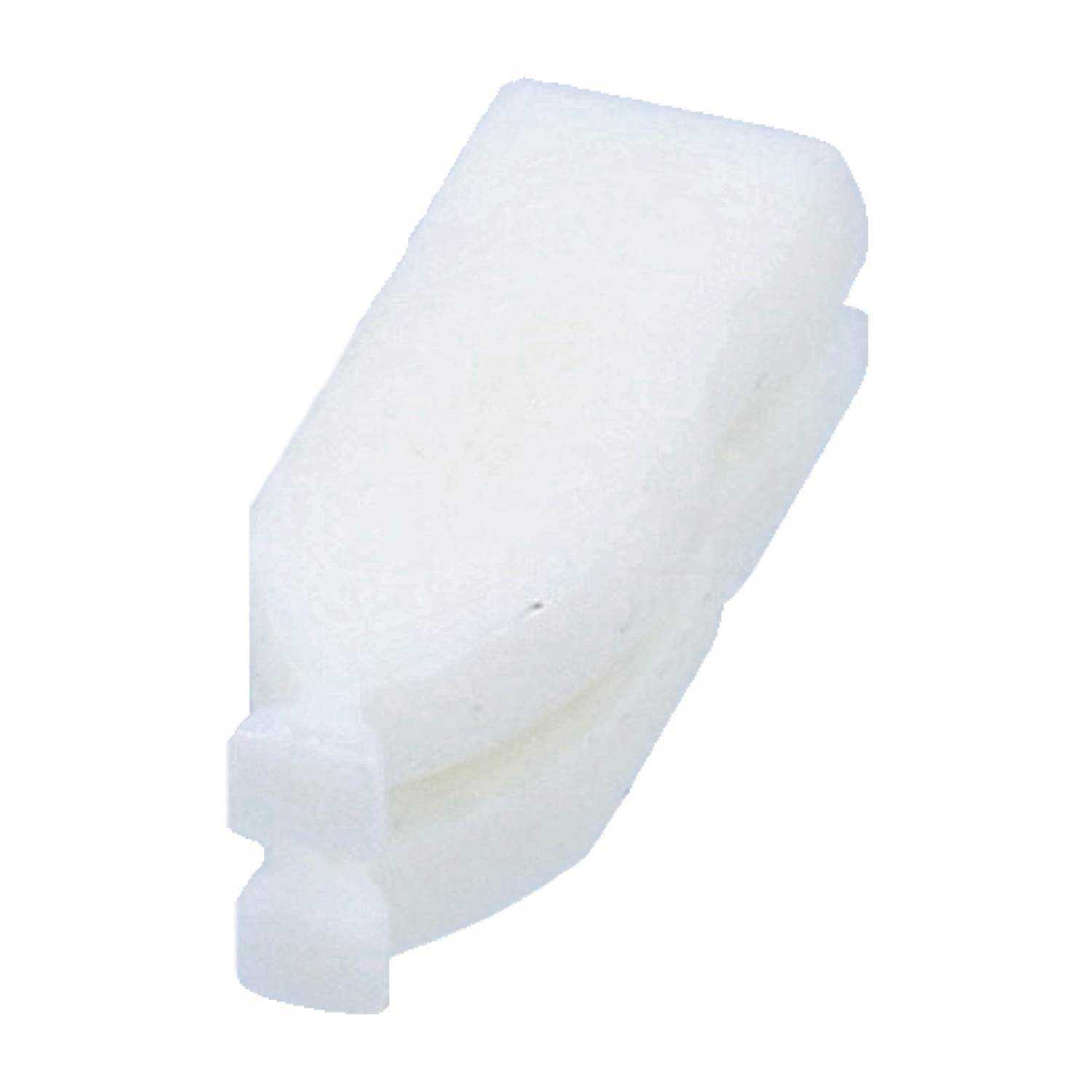 Eine weiße, harte Kunststoff-Ersatz-Ohrhörerspitze, die für einen sicheren und bequemen Sitz in Standard-Ohrhörern entwickelt wurde und die Audioqualität verbessert.
