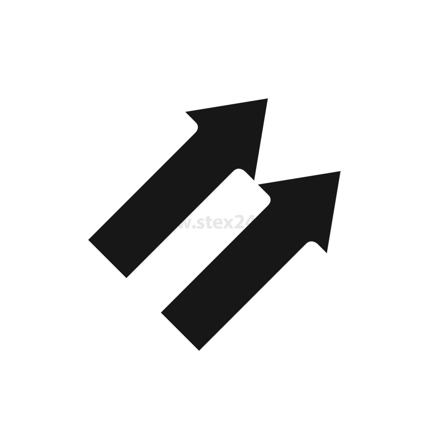 Zwei schwarze Pfeile, die parallel zueinander nach oben zeigen, auf einem weißen Hintergrund.