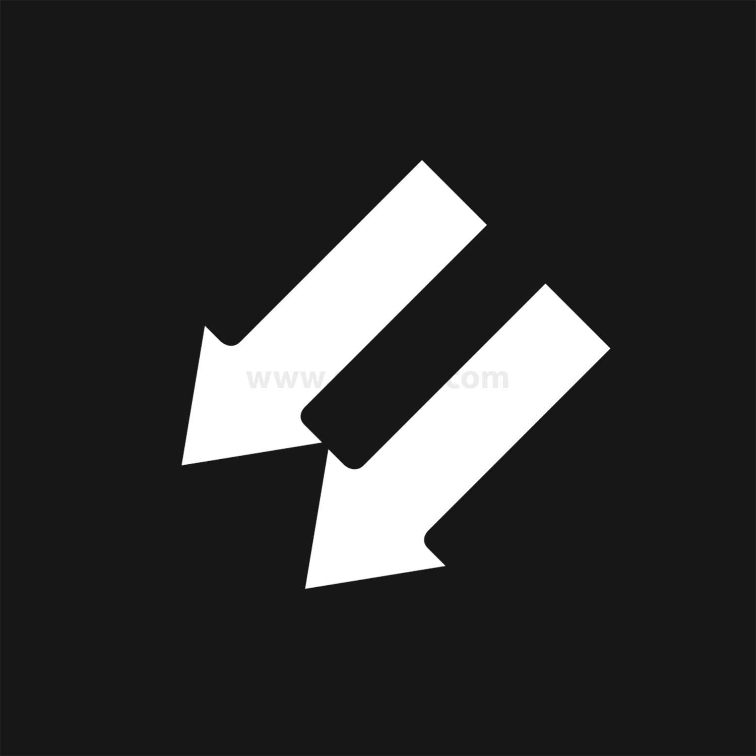 BSK12 Georg Schlegel Bezeichnungsschild Grafik-Symbol Doppel-Pfeil nach schräg links unten schwarz - 1Stück