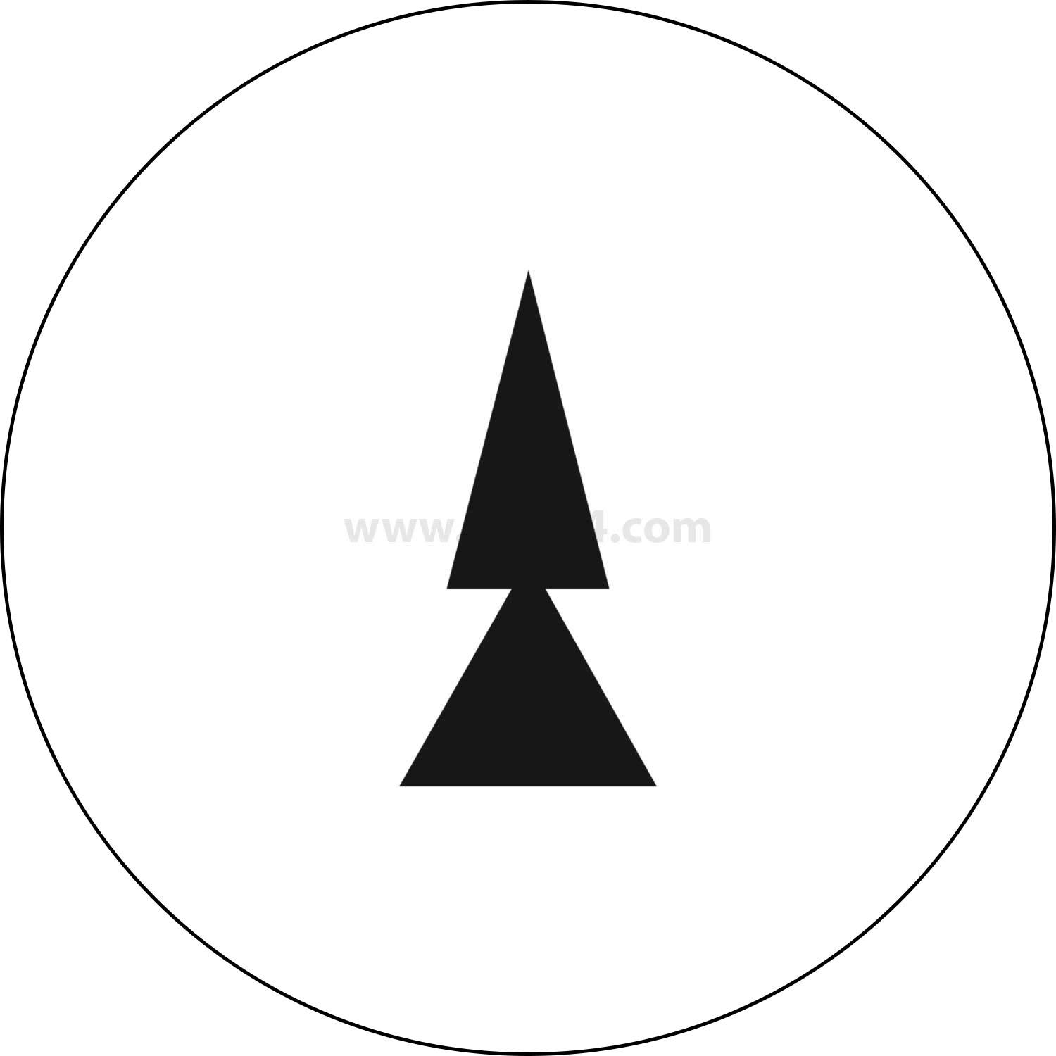 Logo 'Synergy' mit zwei schwarzen Dreiecken, die auf einem weißen kreisförmigen Hintergrund eine Sanduhrform bilden.