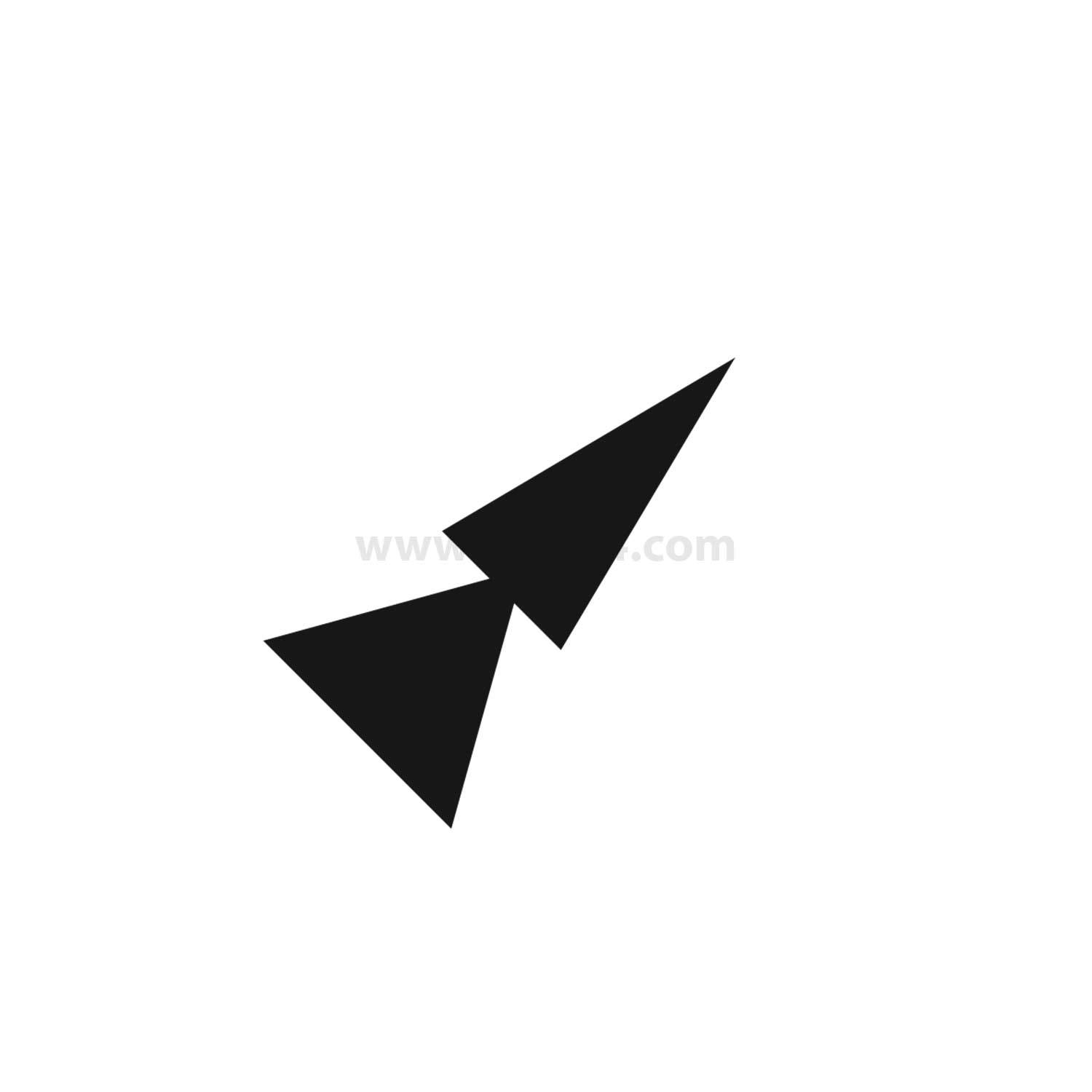 Ein schwarzer geometrischer Pfeil, der diagonal nach rechts oben zeigt.