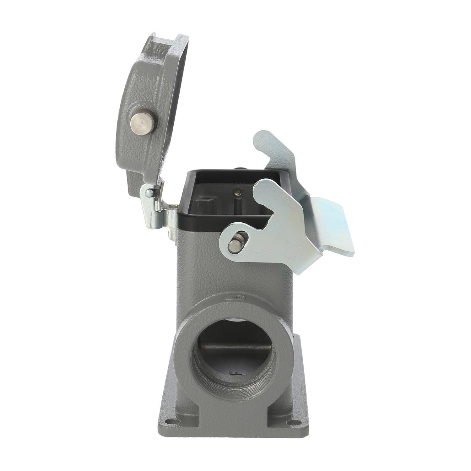 04300167297 HARTING Han 16B Sockelgehäuse hoch, 2xM32 seitlicher Kabelabgang, mit 1 Längsbügel mit Schutzkappe Metall -