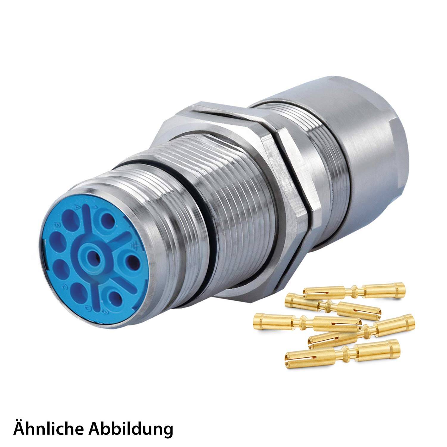 799918423K HUMMEL SET inkl. Kontakte M23 Leistung Wanddurchführung Kupplung, Crimpein. gerade Polzahl 3+5+PE, Buchse