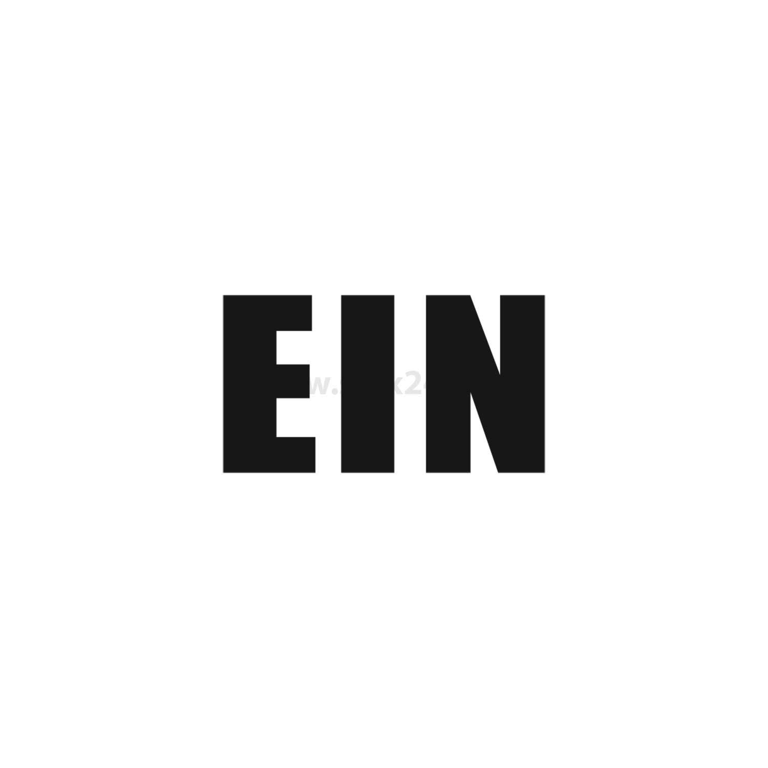 „Schwarzer Text liest EIN auf einem einfachen weißen Hintergrund.