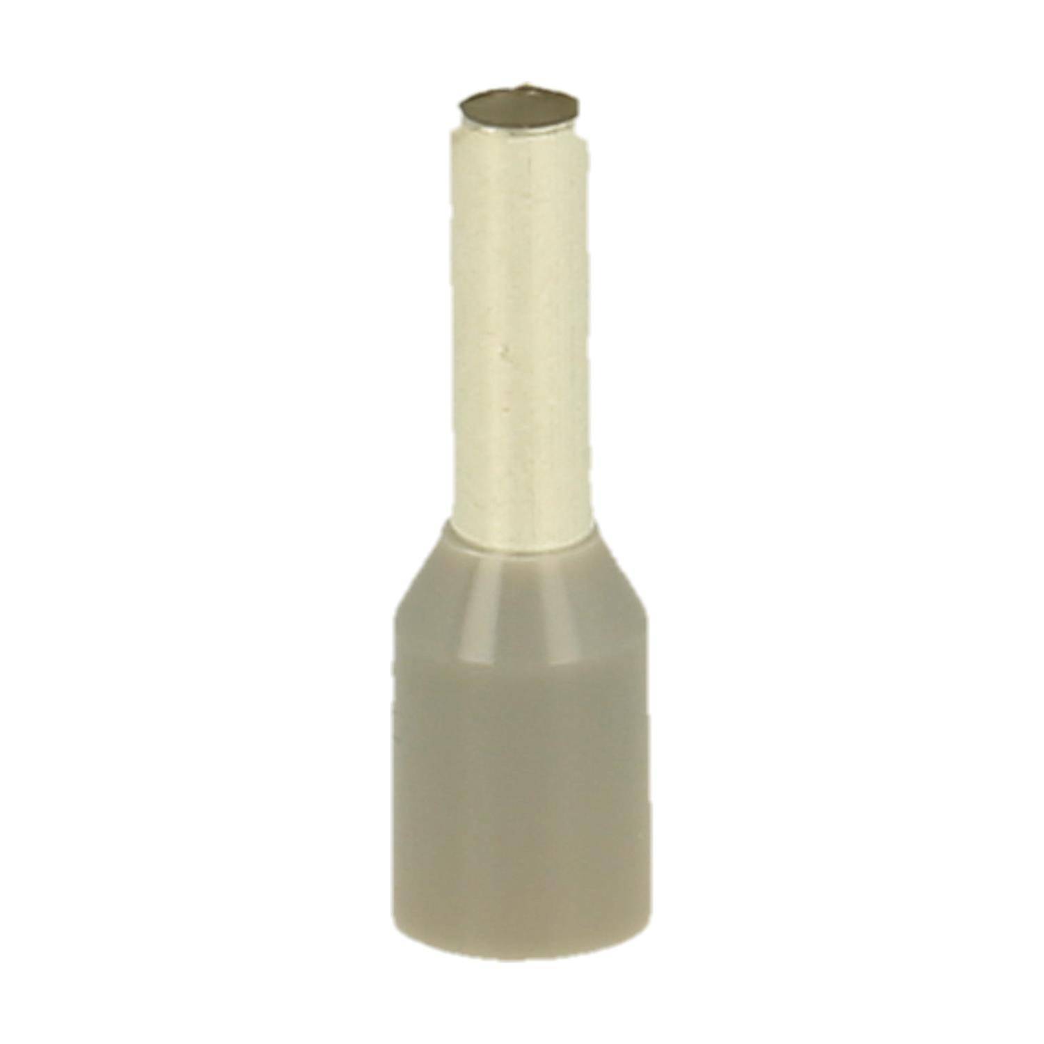 Ein kleiner, zylindrischer Metallstift mit einer grauen Kunststoffabdeckung an einem Ende, der für elektrische Verbindungen verwendet wird.