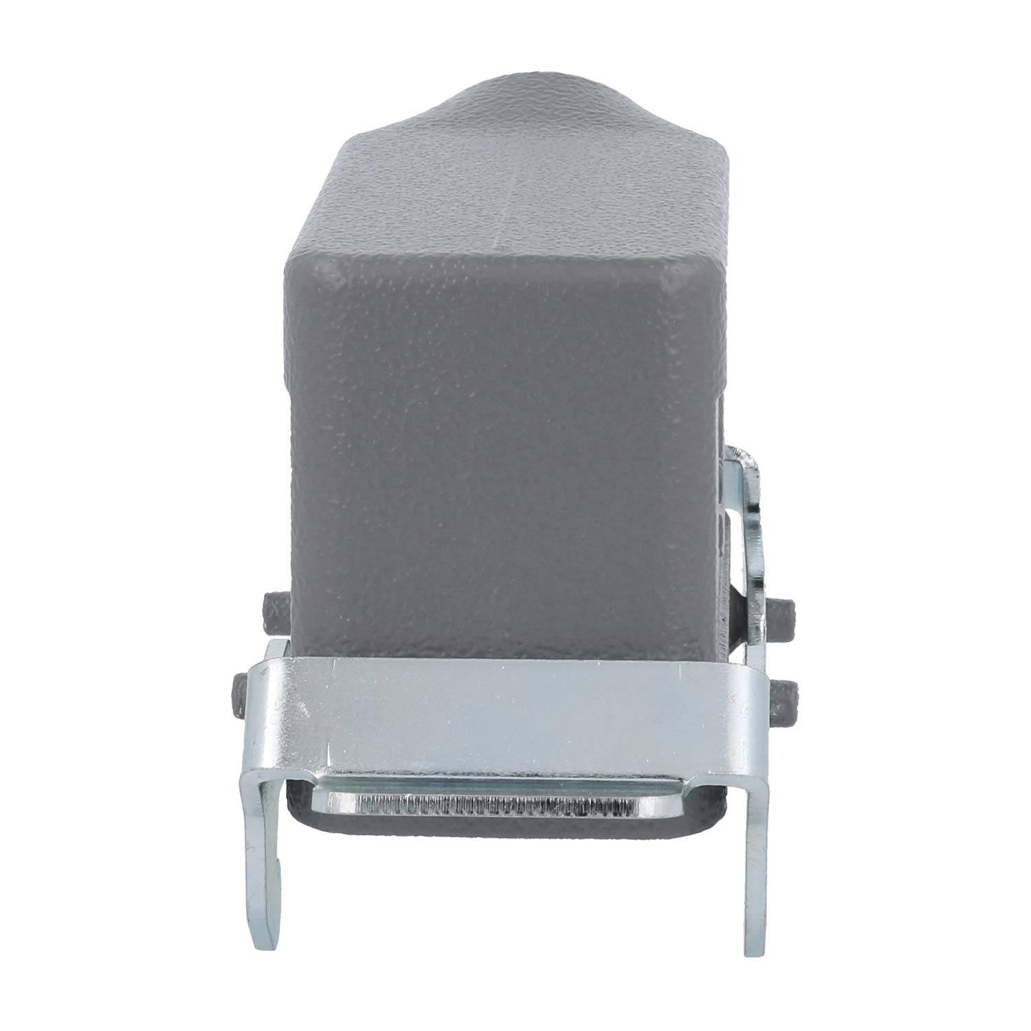 Eine rechteckige Metallkomponente mit einer grauen Abdeckung, die in einer Befestigungshalterung gesichert ist und häufig in elektrischen oder mechanischen Systemen verwendet wird.