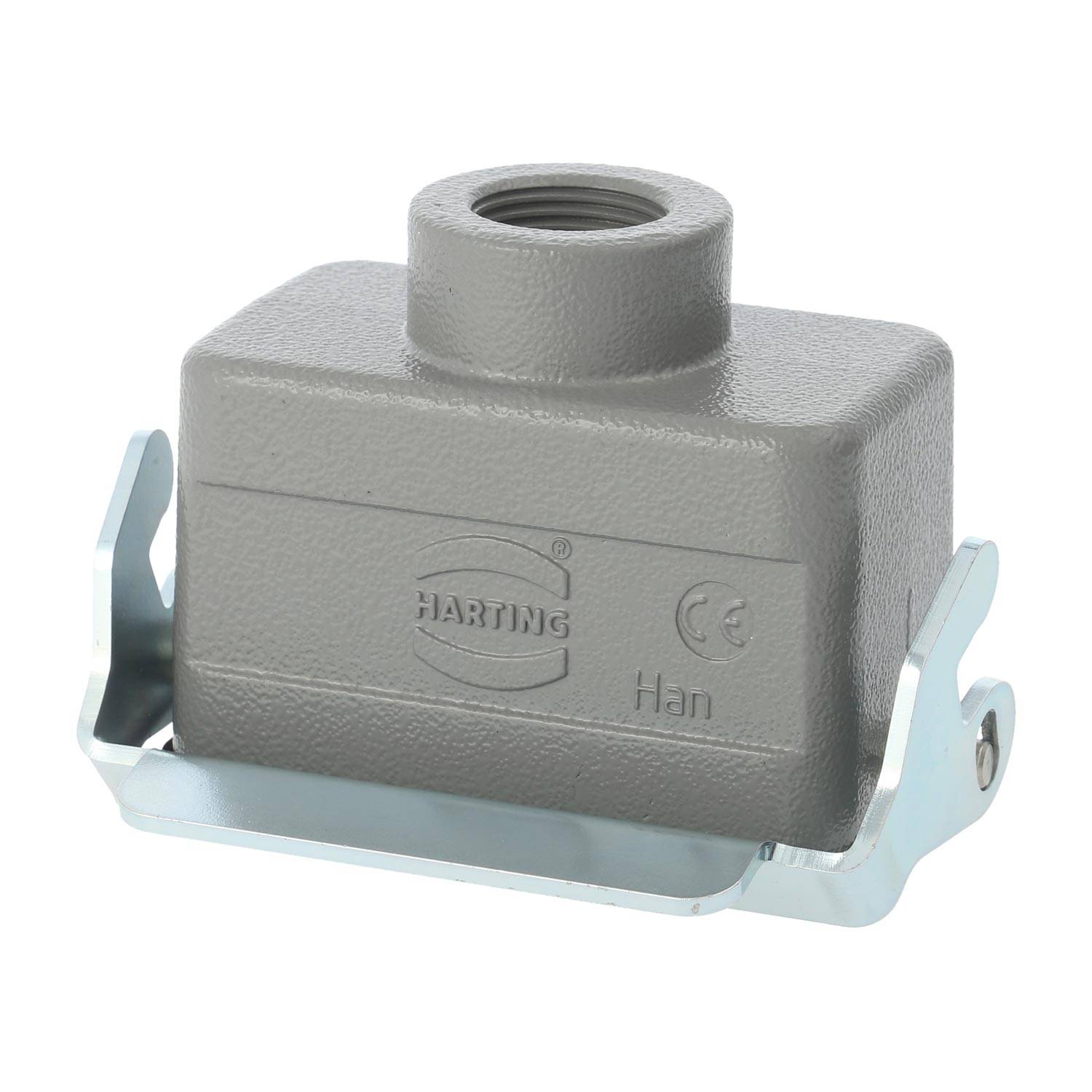 04300101751 HARTING Han 10B Kupplungsgehäuse niedrig, 1xPG16 gerader Kabelabgang, mit 1 Längsbügel Verschraubung PG16