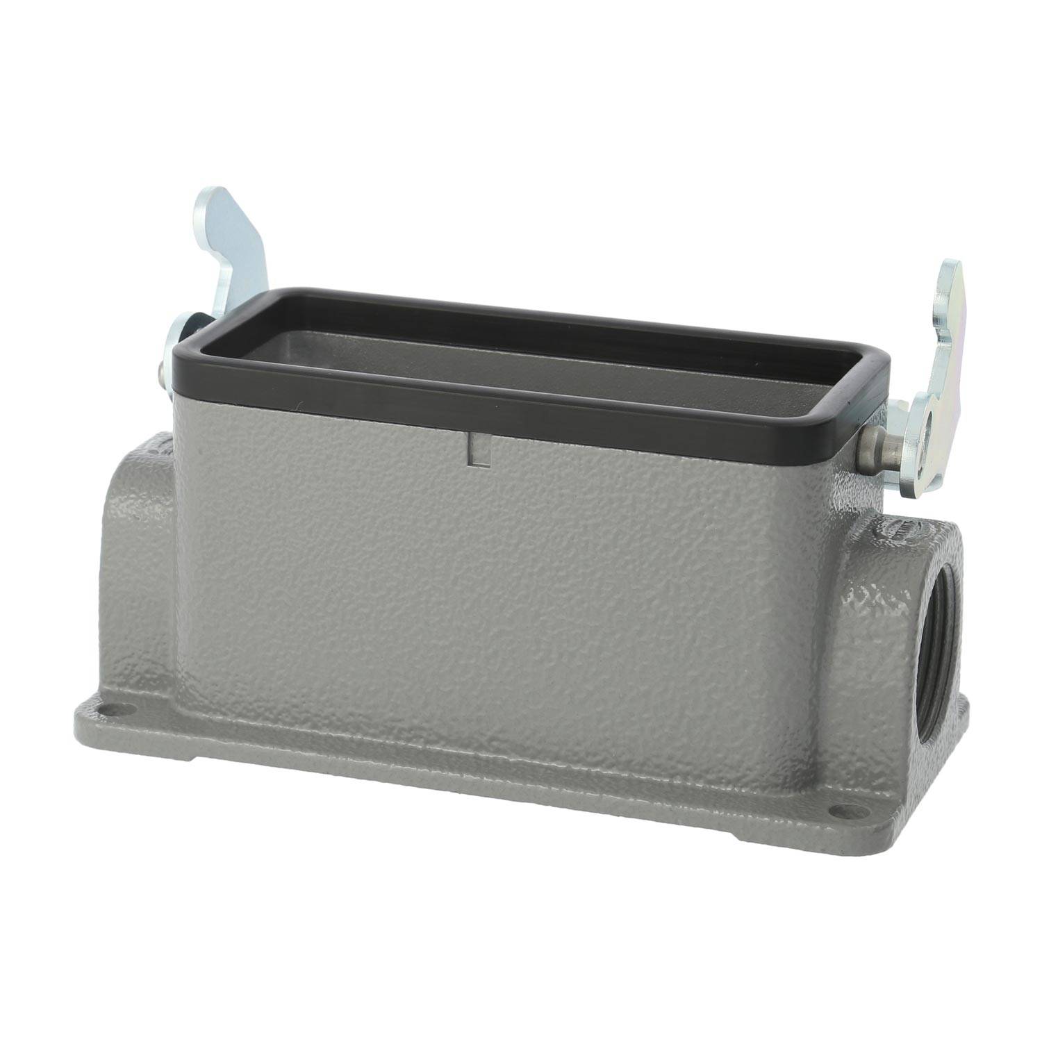 04300161290 HARTING Han 16B Sockelgehäuse niedrig, 2xPG21 seitlicher Kabelabgang, mit 1 Längsbügel Verschraubung PG21