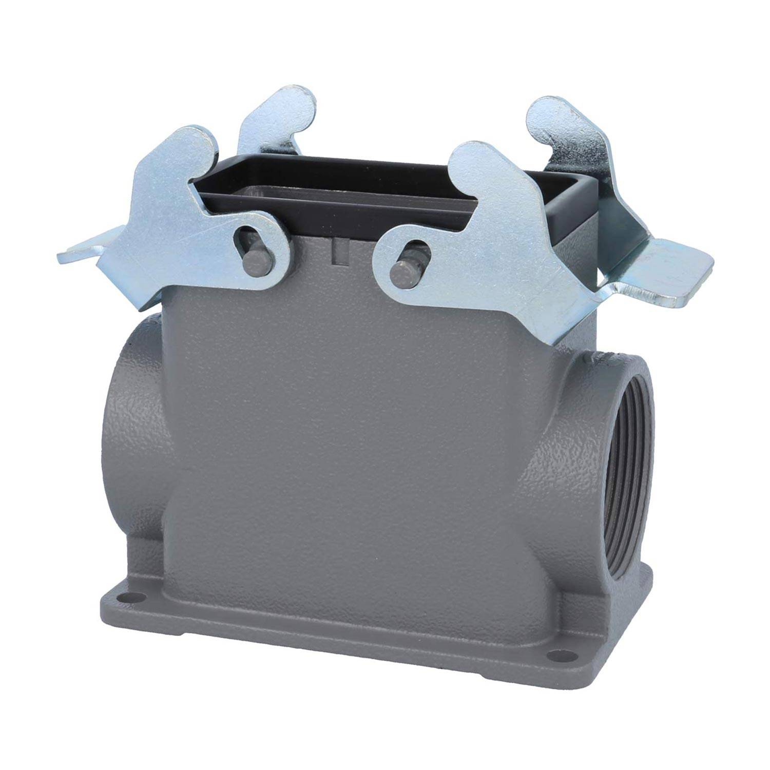 04301100273 HARTING Han 10B Sockelgehäuse hoch, 2xPG29 seitlicher Kabelabgang, mit 2 Querbügeln Verschraubung PG29