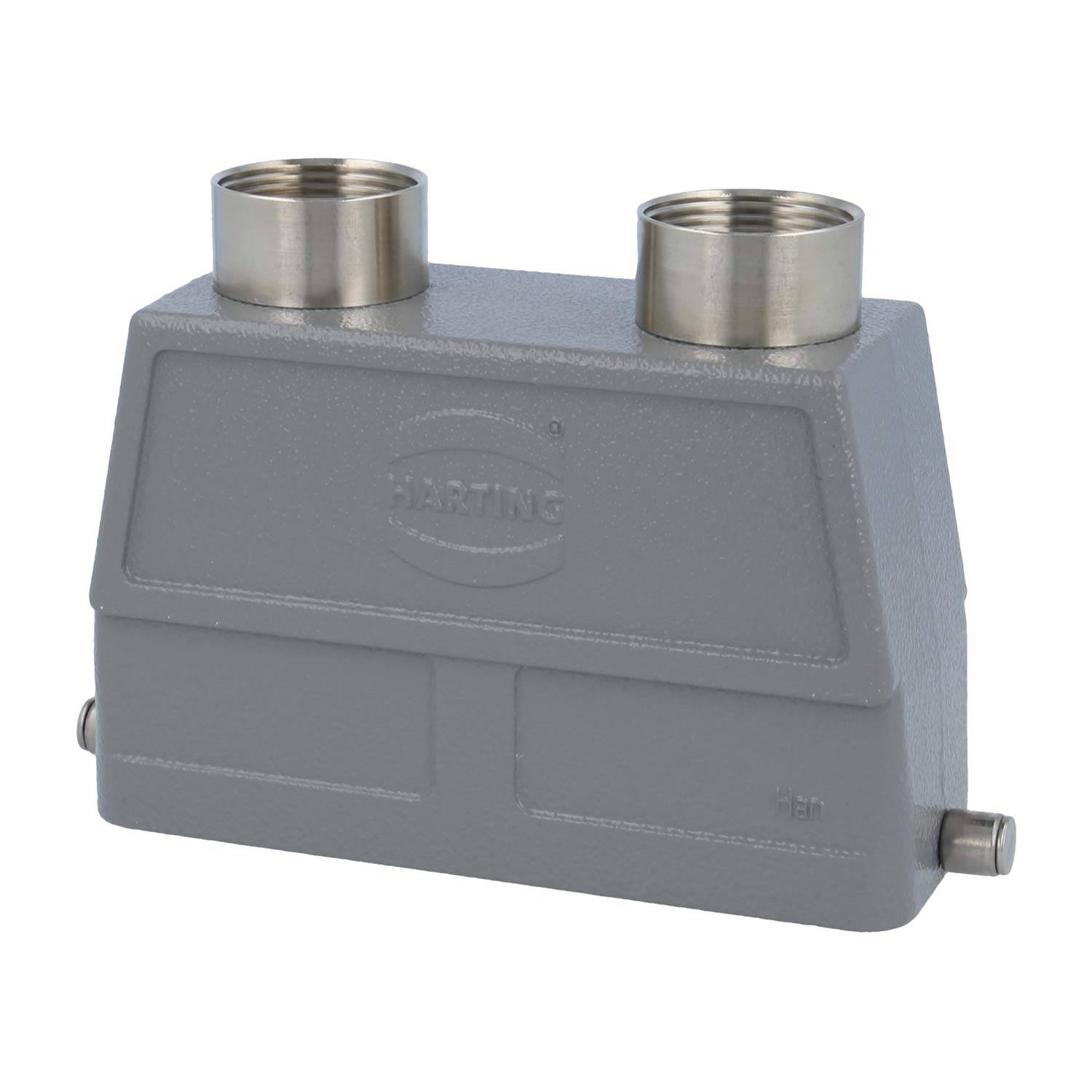 09300240898 HARTING Han 24B Tüllengehäuse hoch, 2xPG21 gerader Kabelabgang, für 1 Bügel (am Unterteil) Verschraubung