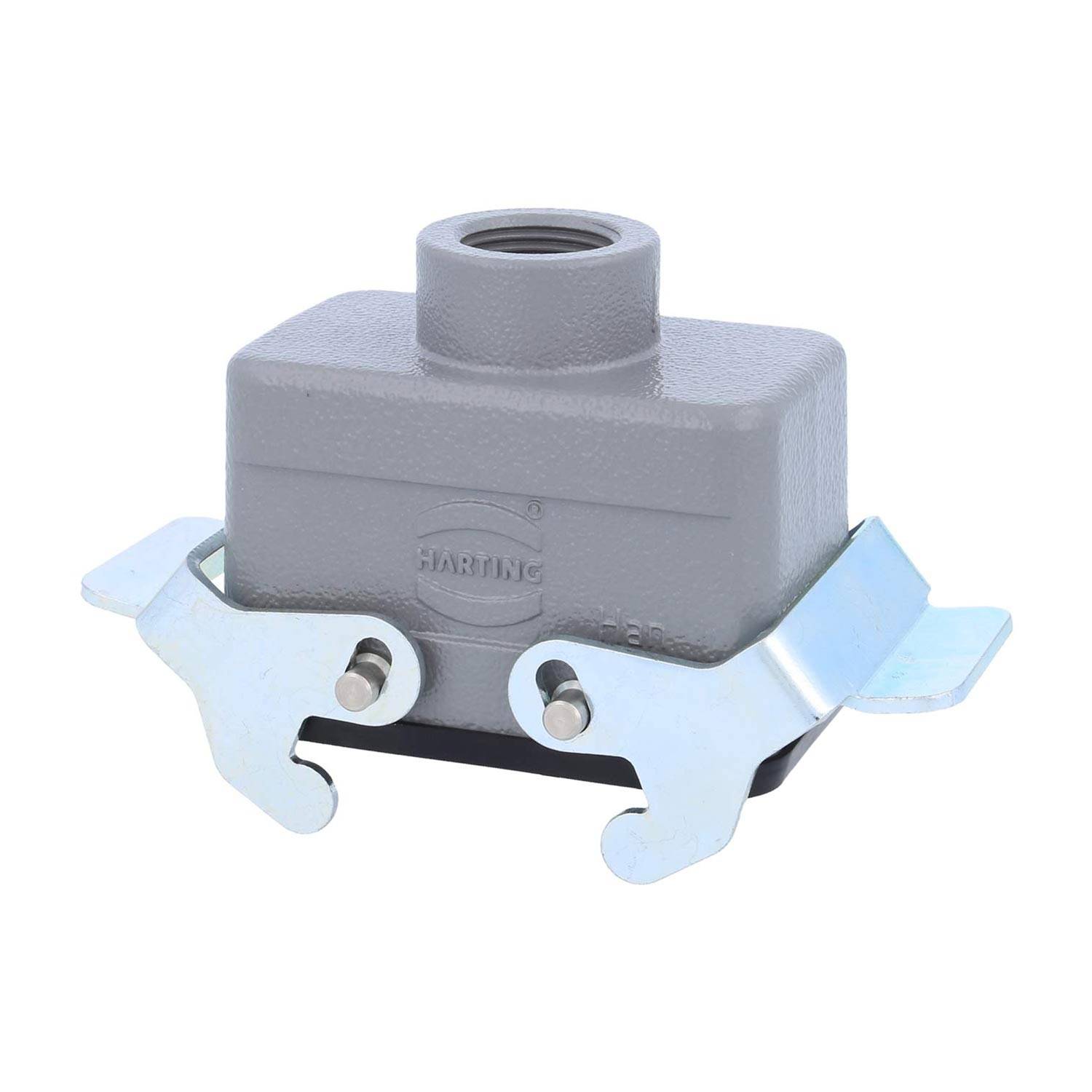 04301101761 HARTING Han 10B Kupplungsgehäuse niedrig, 1xM20 gerader Kabelabgang, mit 2 Querbügeln Verschraubung M20