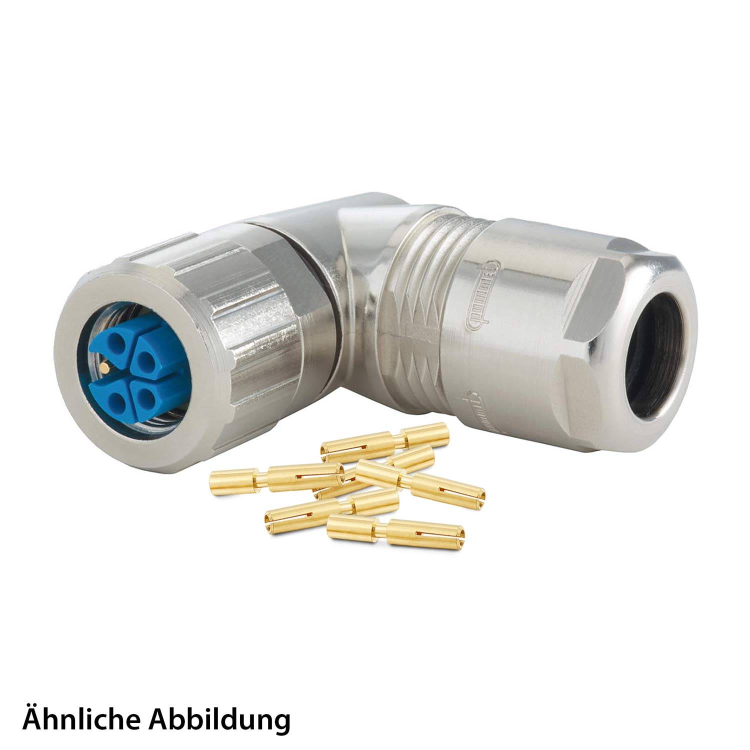 Metallverbinder mit blauer Innenseite und abgewinkelter Gestaltung neben einer Gruppe kleiner Goldpins. Ähnliches Bild.