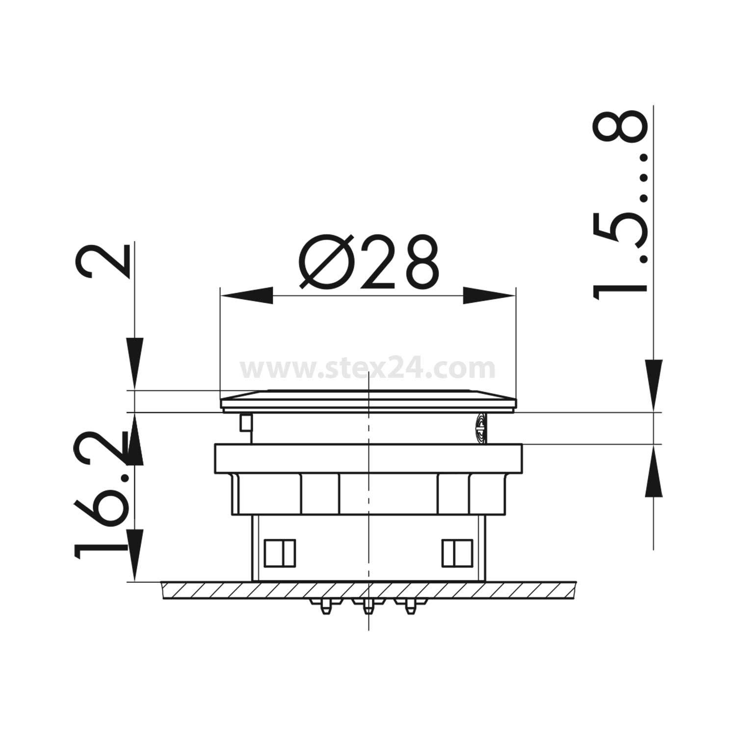 STLRG Georg Schlegel Drucktaste mit Ringbeleuchtung beleuchtbar, rund, SHORTRON Zwischenbau Hub 2,3mm - 1Stück