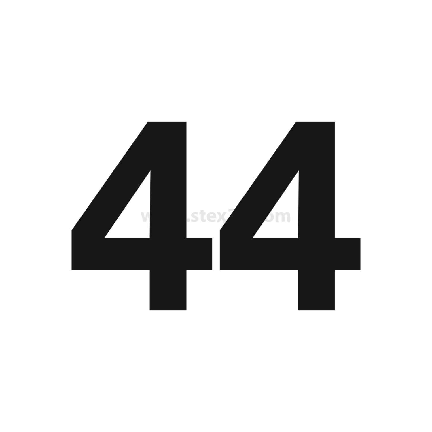 Schwarze Nummer '44' auf weißem Hintergrund.