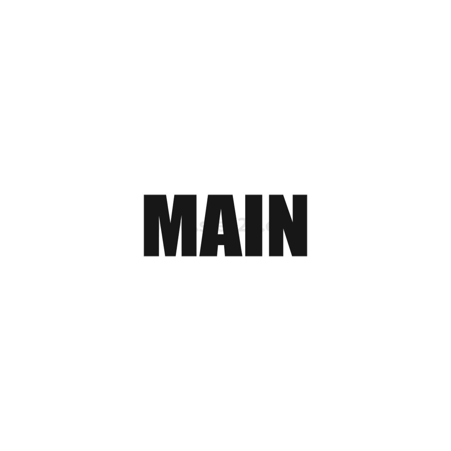 Das Bild enthält das Wort 'MAIN' in fetten, schwarzen Großbuchstaben, zentriert auf einem schlichten weißen Hintergrund.