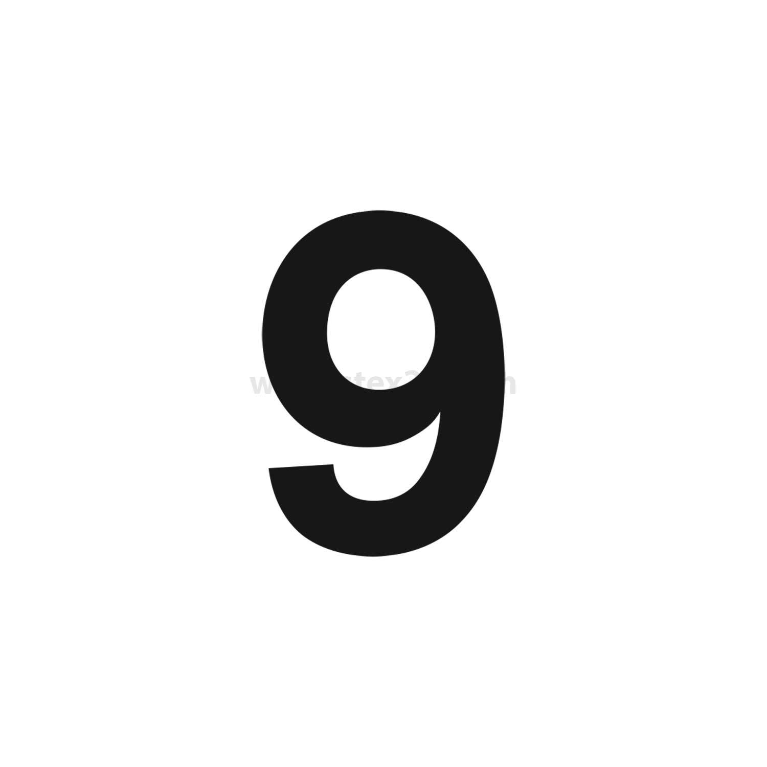 Das Bild zeigt eine große, fette Ziffer '9' in Schwarz auf weißem Hintergrund.